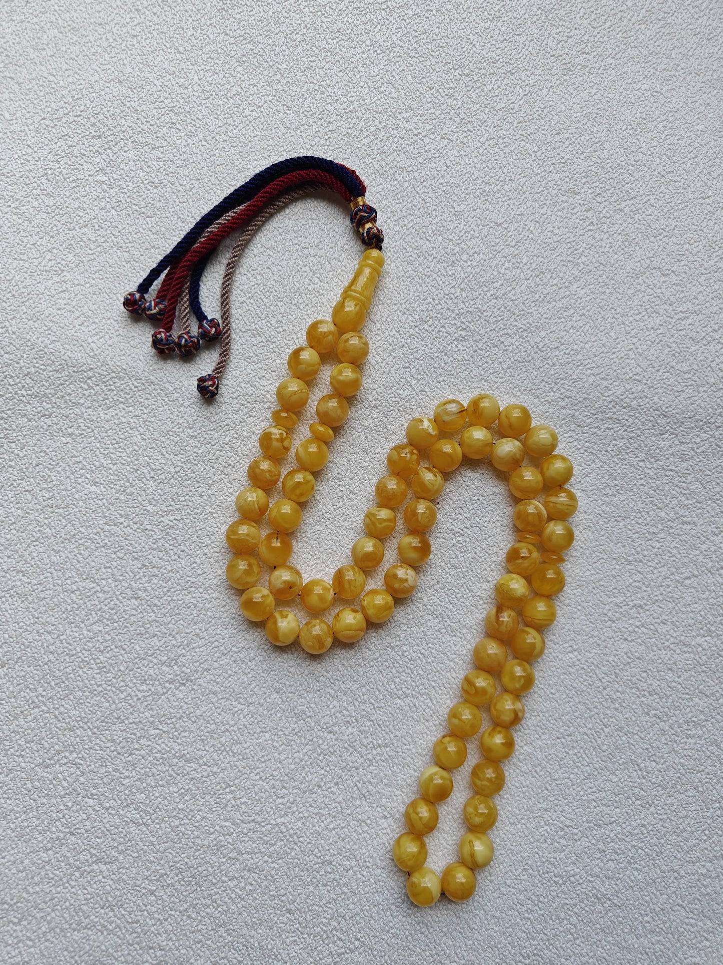 Unique Completed Natural Butterscotch Tiger Amber Rosary 65 Beads 100g