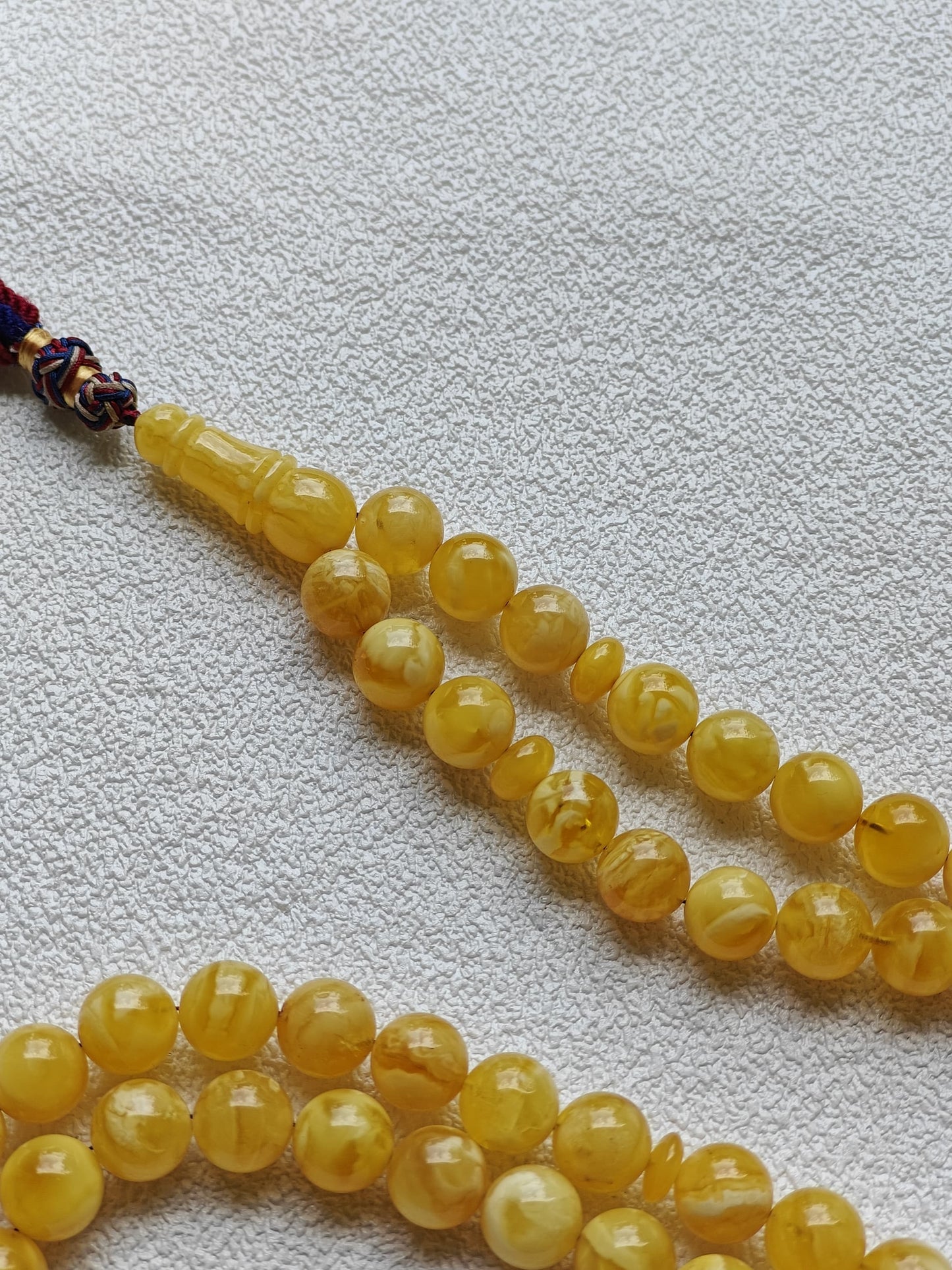 Unique Completed Natural Butterscotch Tiger Amber Rosary 65 Beads 100g