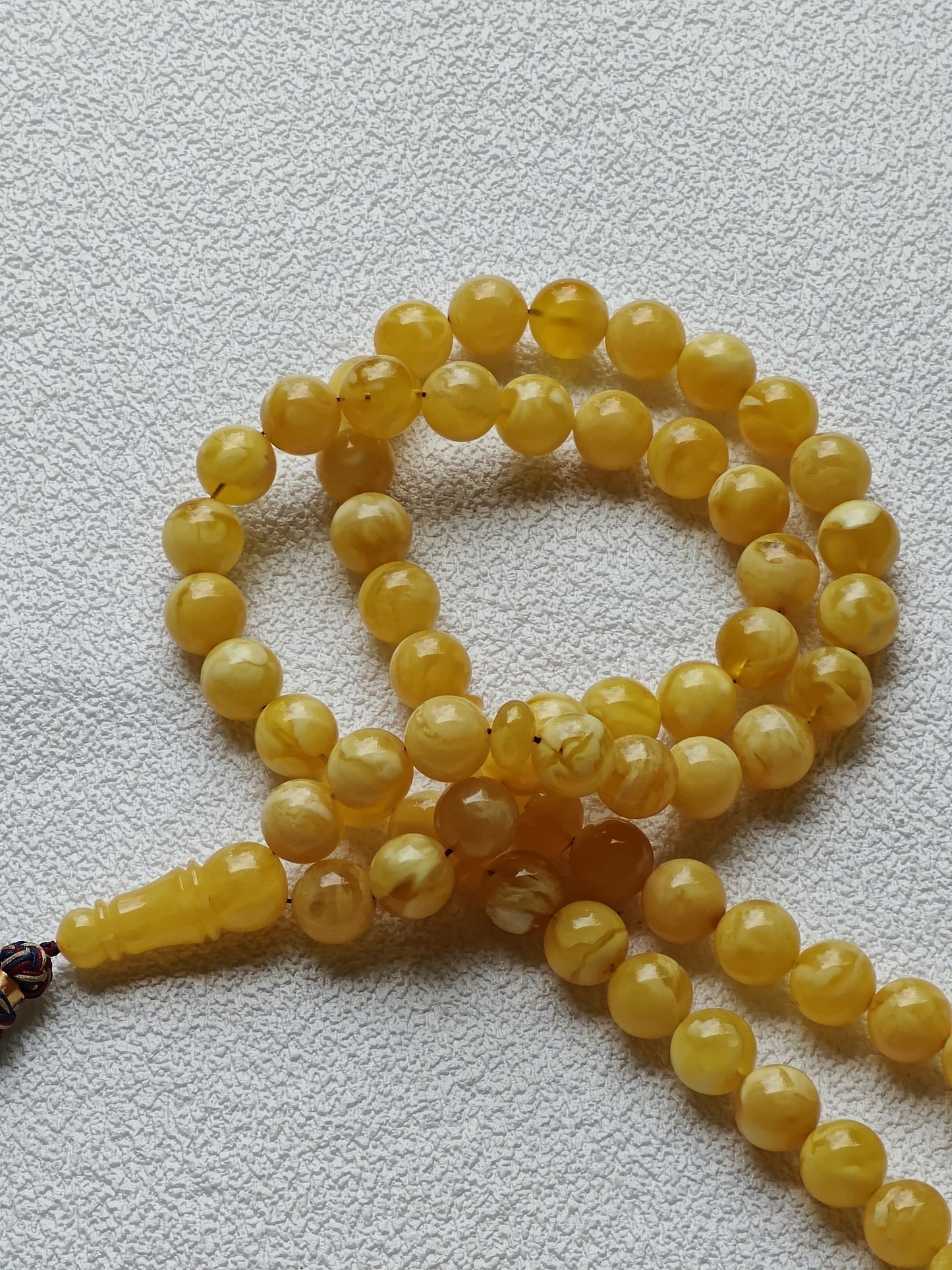 Unique Completed Natural Butterscotch Tiger Amber Rosary 65 Beads 100g