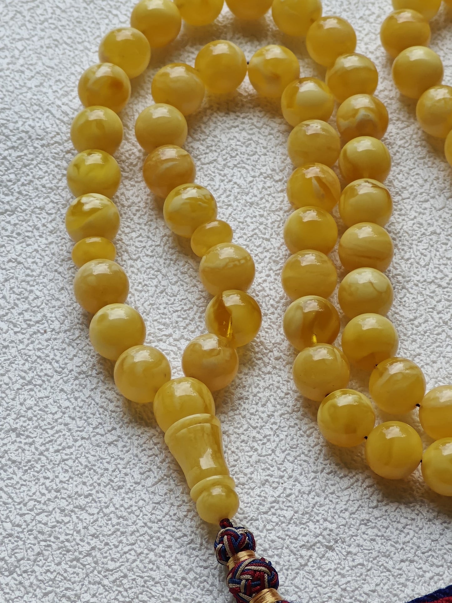 Unique Completed Natural Butterscotch Tiger Amber Rosary 65 Beads 100g
