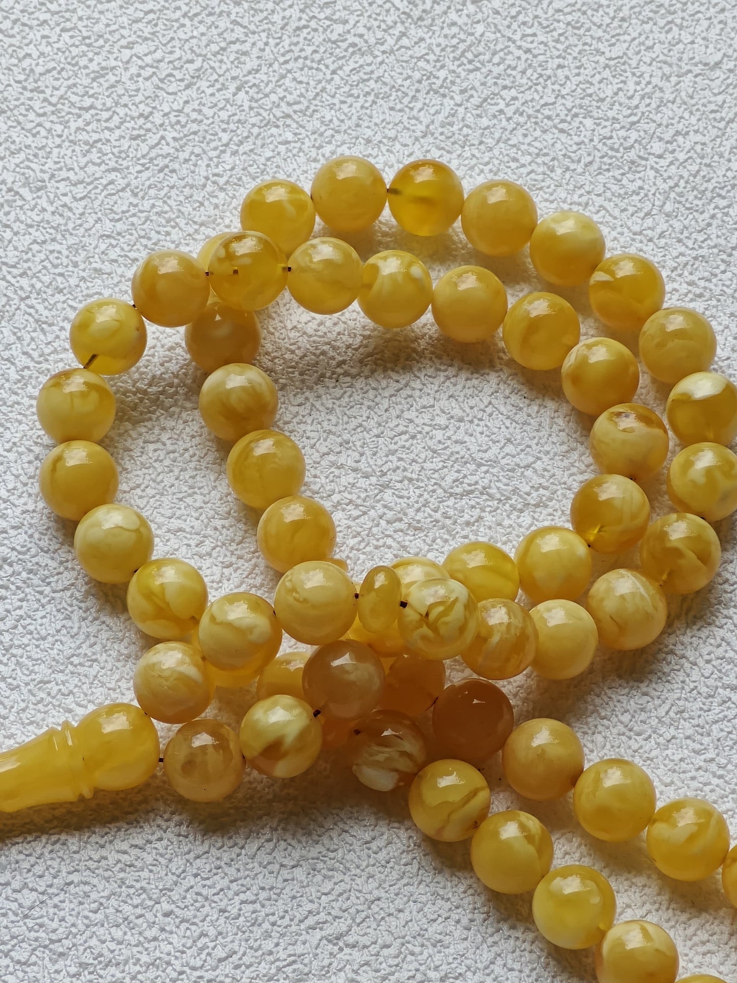 Unique Completed Natural Butterscotch Tiger Amber Rosary 65 Beads 100g