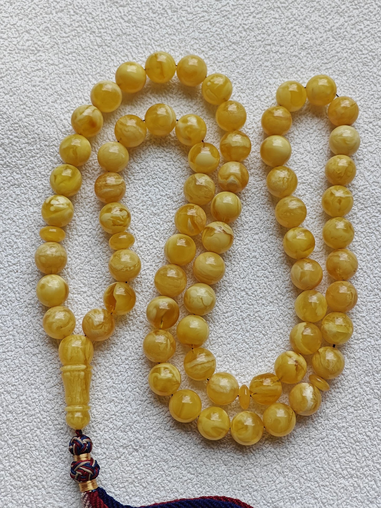 Unique Completed Natural Butterscotch Tiger Amber Rosary 65 Beads 100g