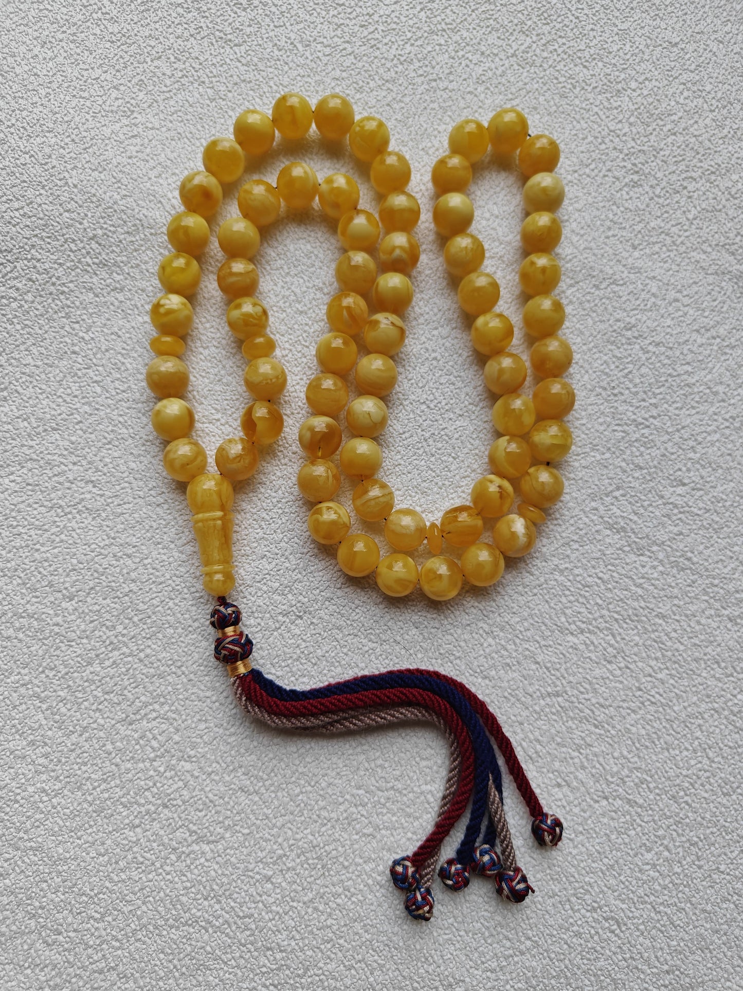 Unique Completed Natural Butterscotch Tiger Amber Rosary 65 Beads 100g