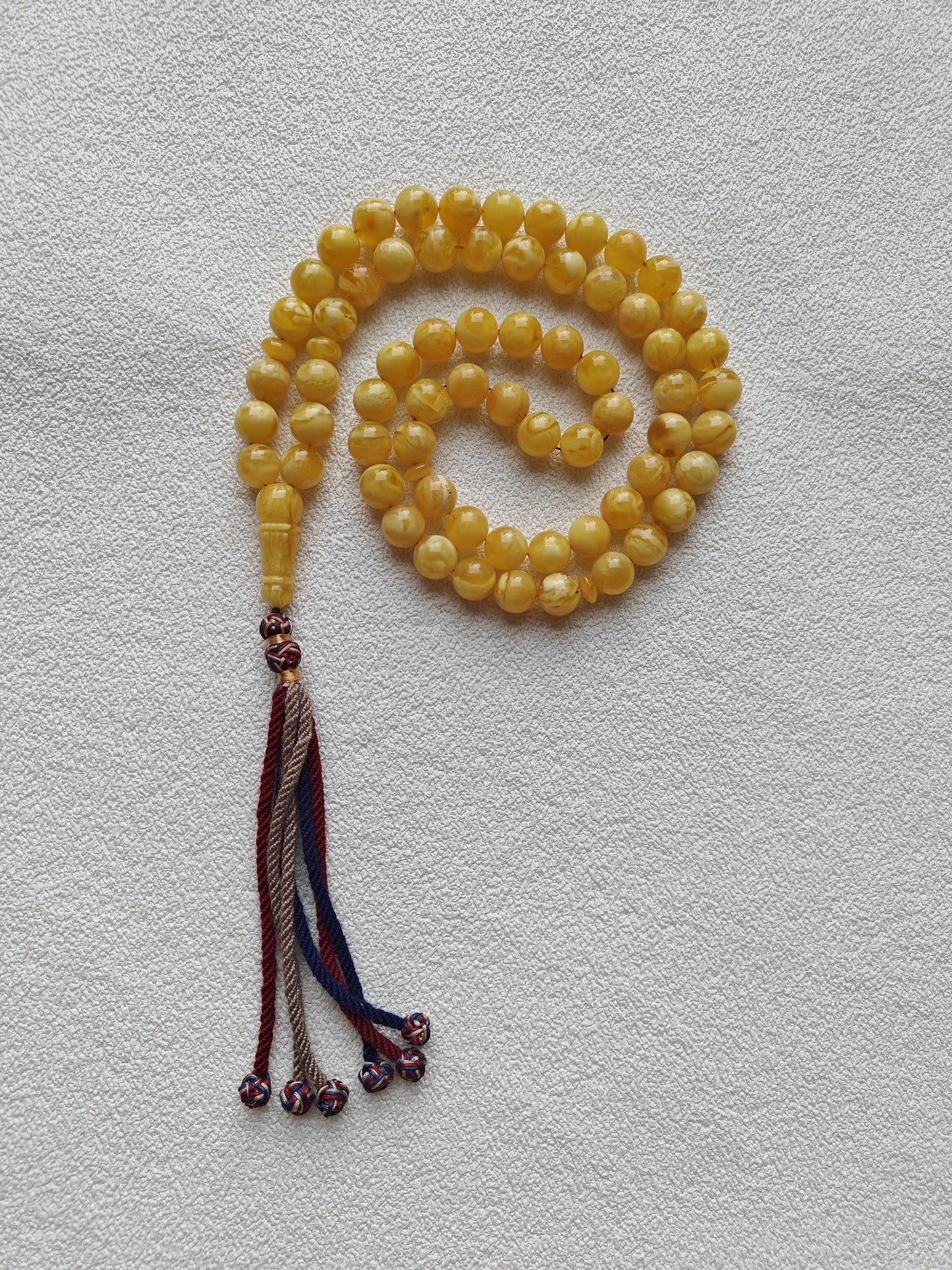 Unique Completed Natural Butterscotch Tiger Amber Rosary 65 Beads 100g