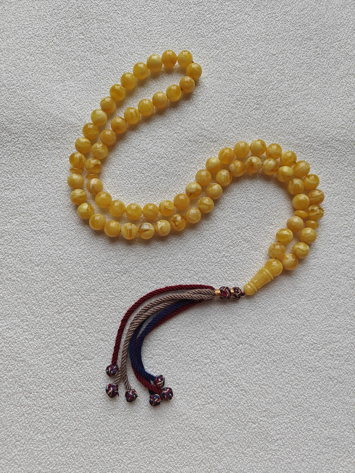 Unique Completed Natural Butterscotch Tiger Amber Rosary 65 Beads 100g