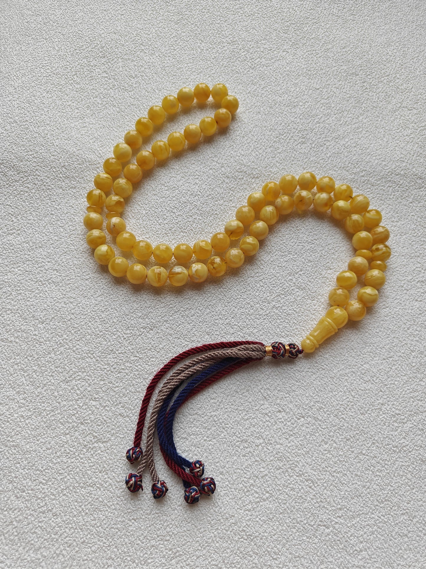Unique Completed Natural Butterscotch Tiger Amber Rosary 65 Beads 100g