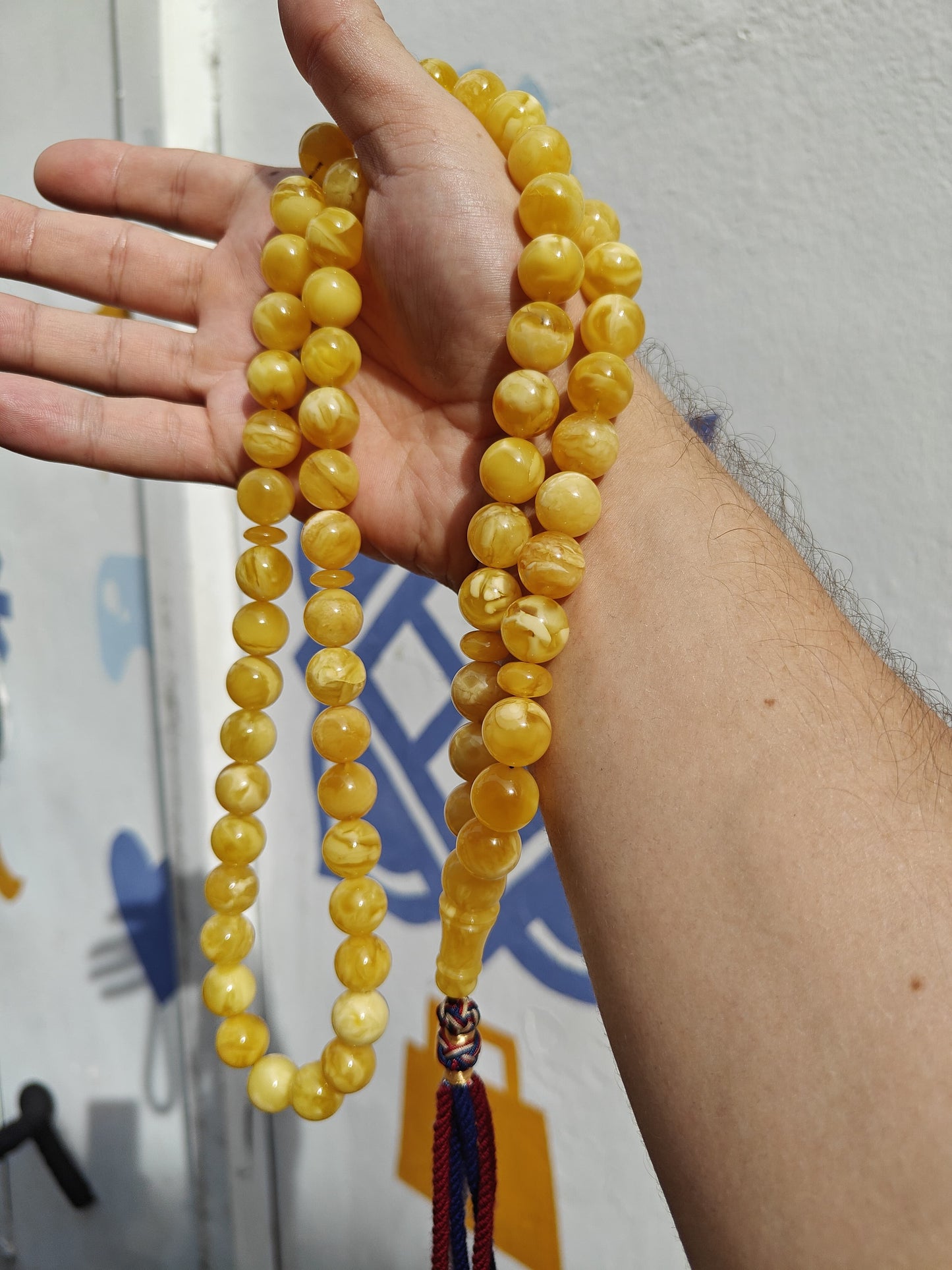 Unique Completed Natural Butterscotch Tiger Amber Rosary 65 Beads 100g