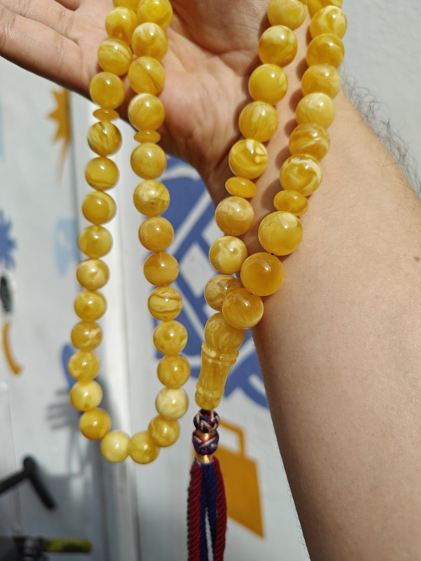 Unique Completed Natural Butterscotch Tiger Amber Rosary 65 Beads 100g