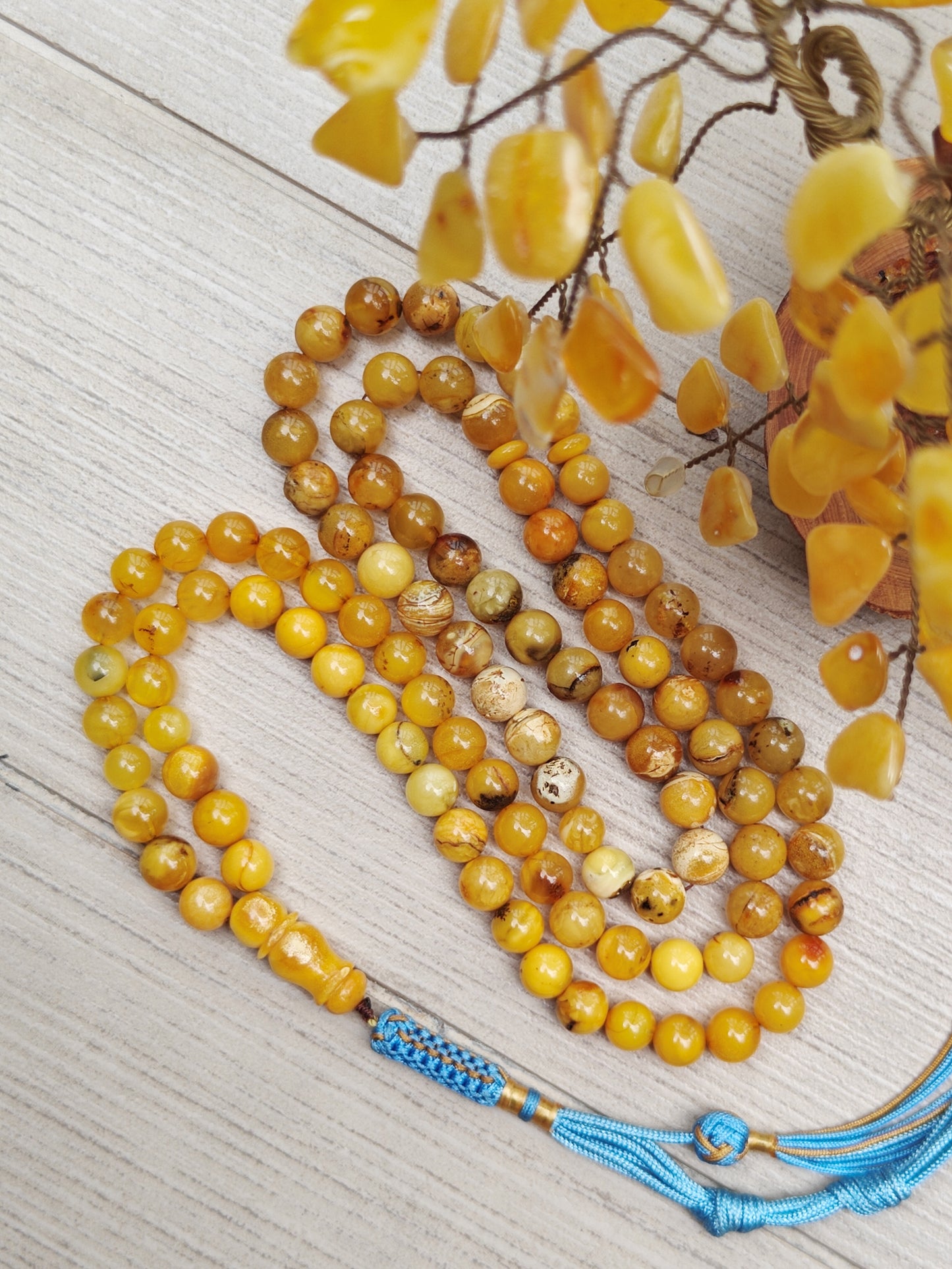 Multicolor Marble Amber Tasbih 99 Beads 8-9 mm