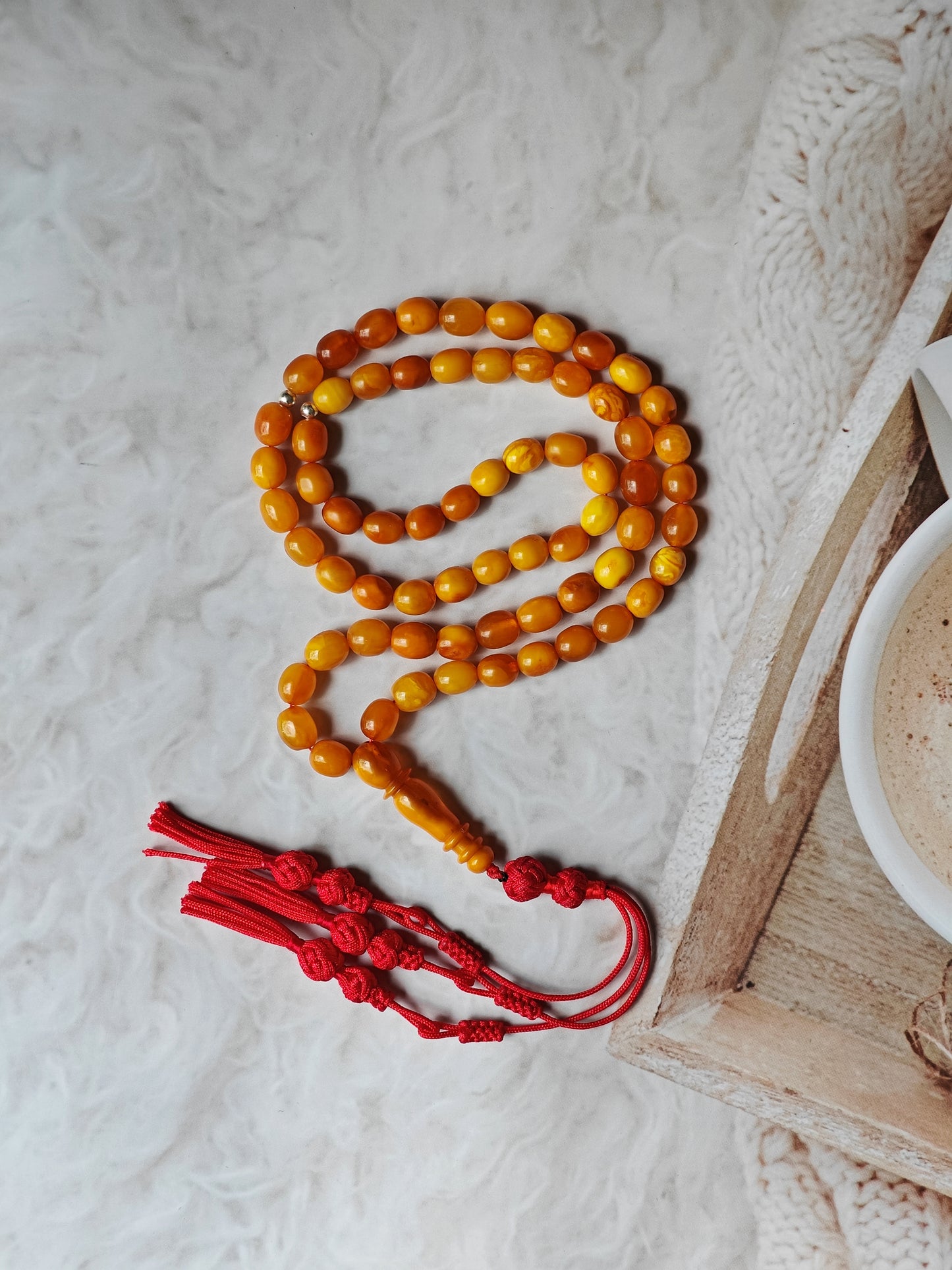 Natural Antique Olive Shape Amber Rosary 66 Beads