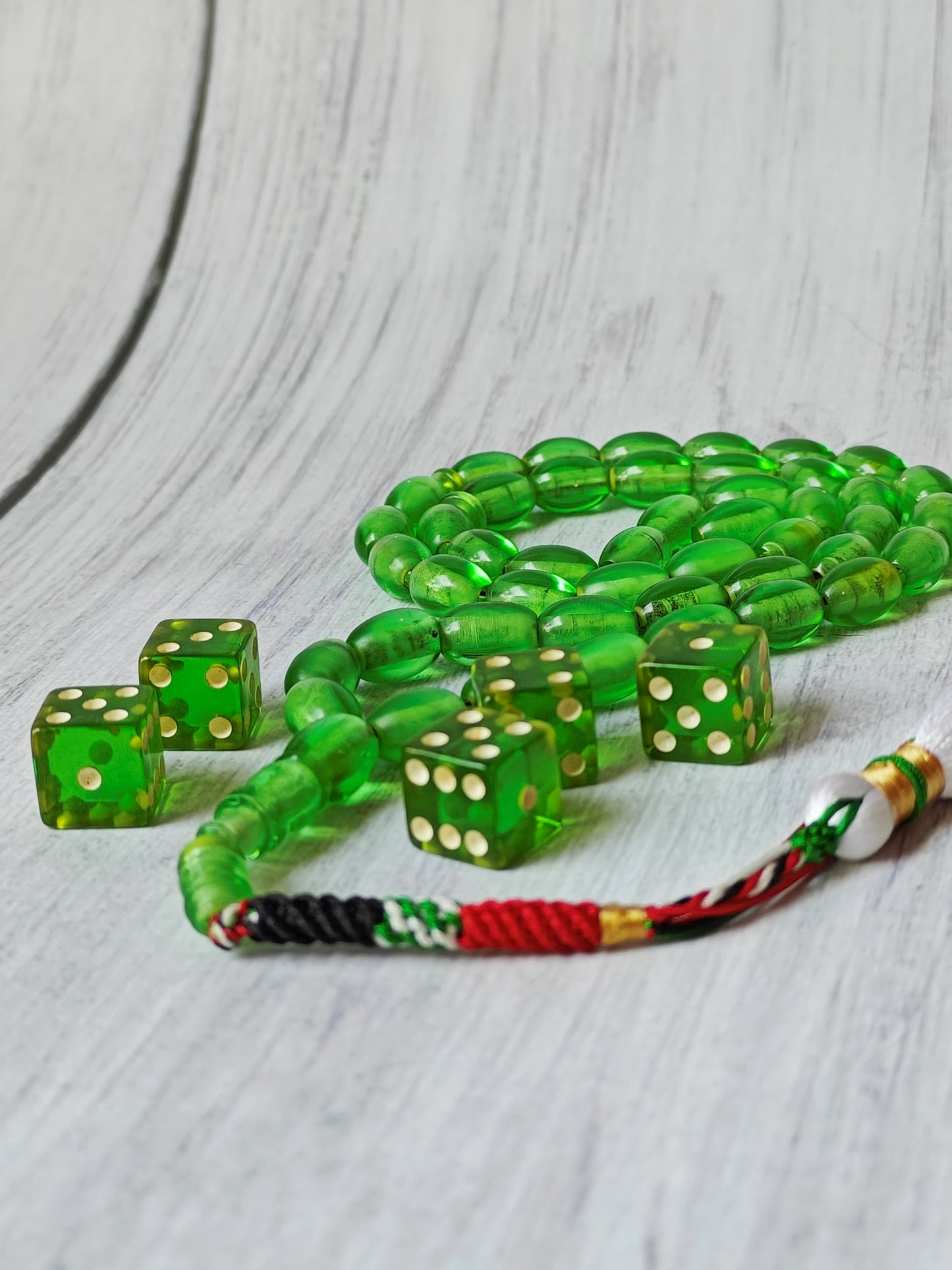 Pocket Size 7-Up Green American Bakelite Rosary 45 Beads