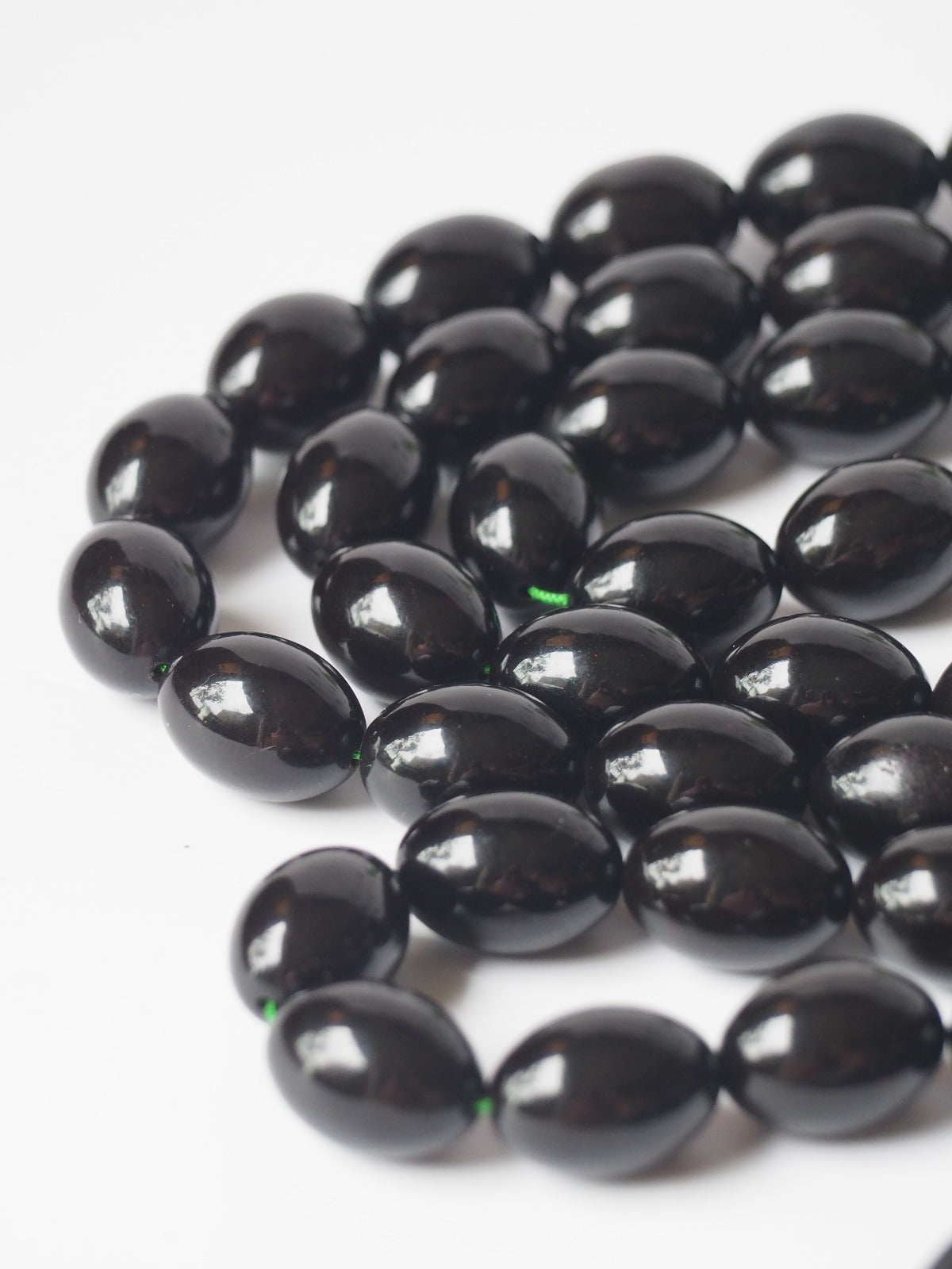 Unique and Extremely Rare Antique Black Melted German Amber Tasbih From 1980s Iraq | 66 Olive Beads | 150g