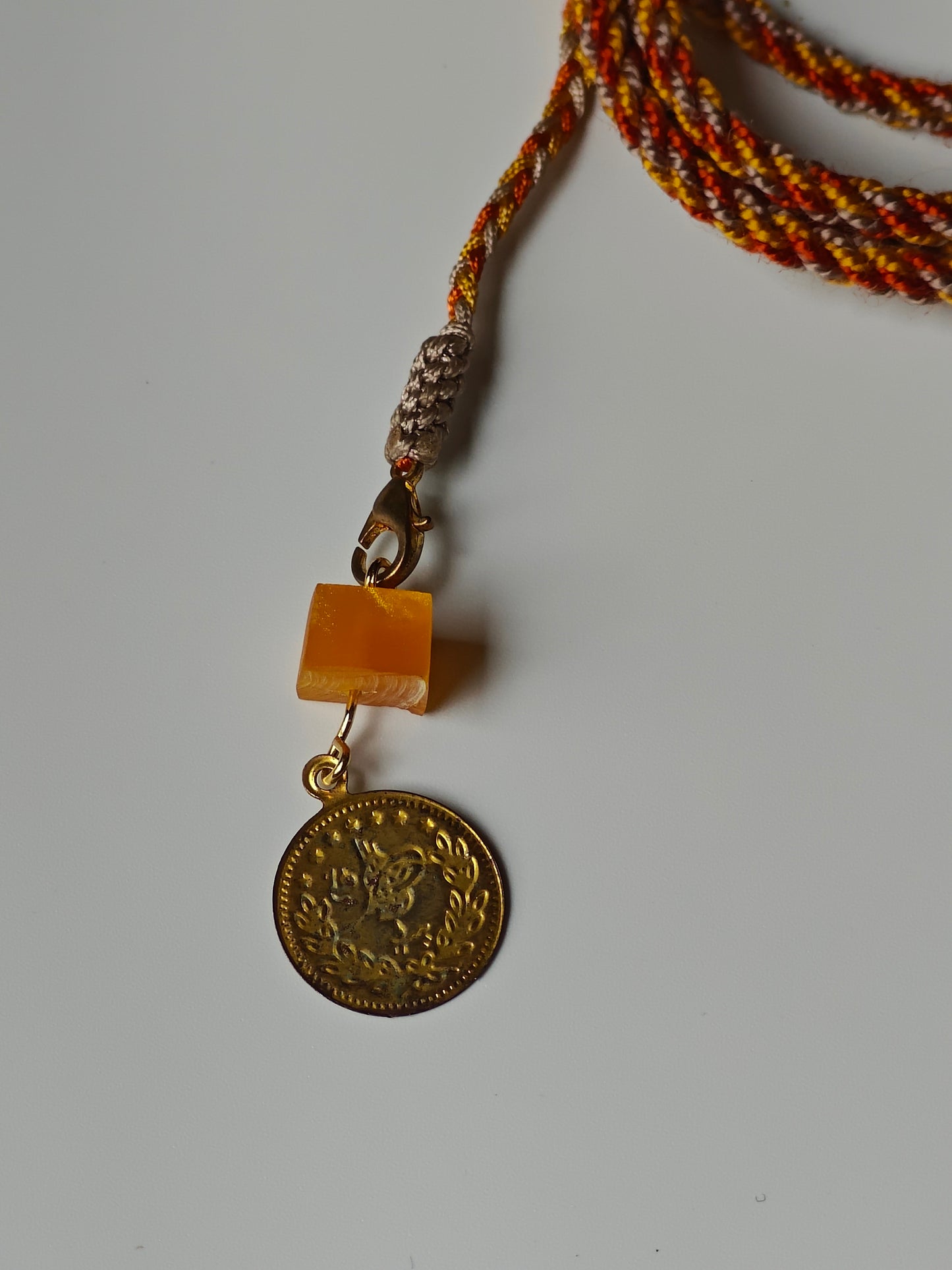 Rare Orange Catalin Bakelite Olive Shape Rosary 35 Beads