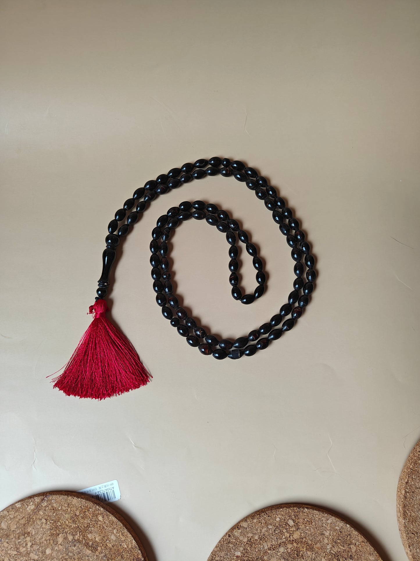 Super Long Red Sea Black Coral Rosary 99 Olive Beads