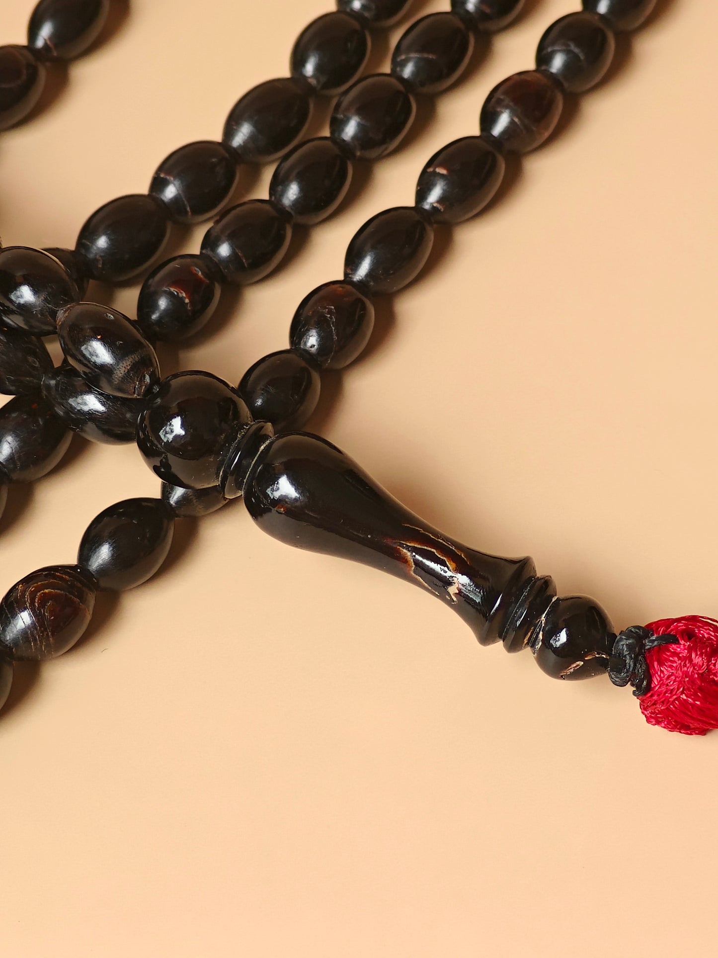 Super Long Red Sea Black Coral Rosary 99 Olive Beads
