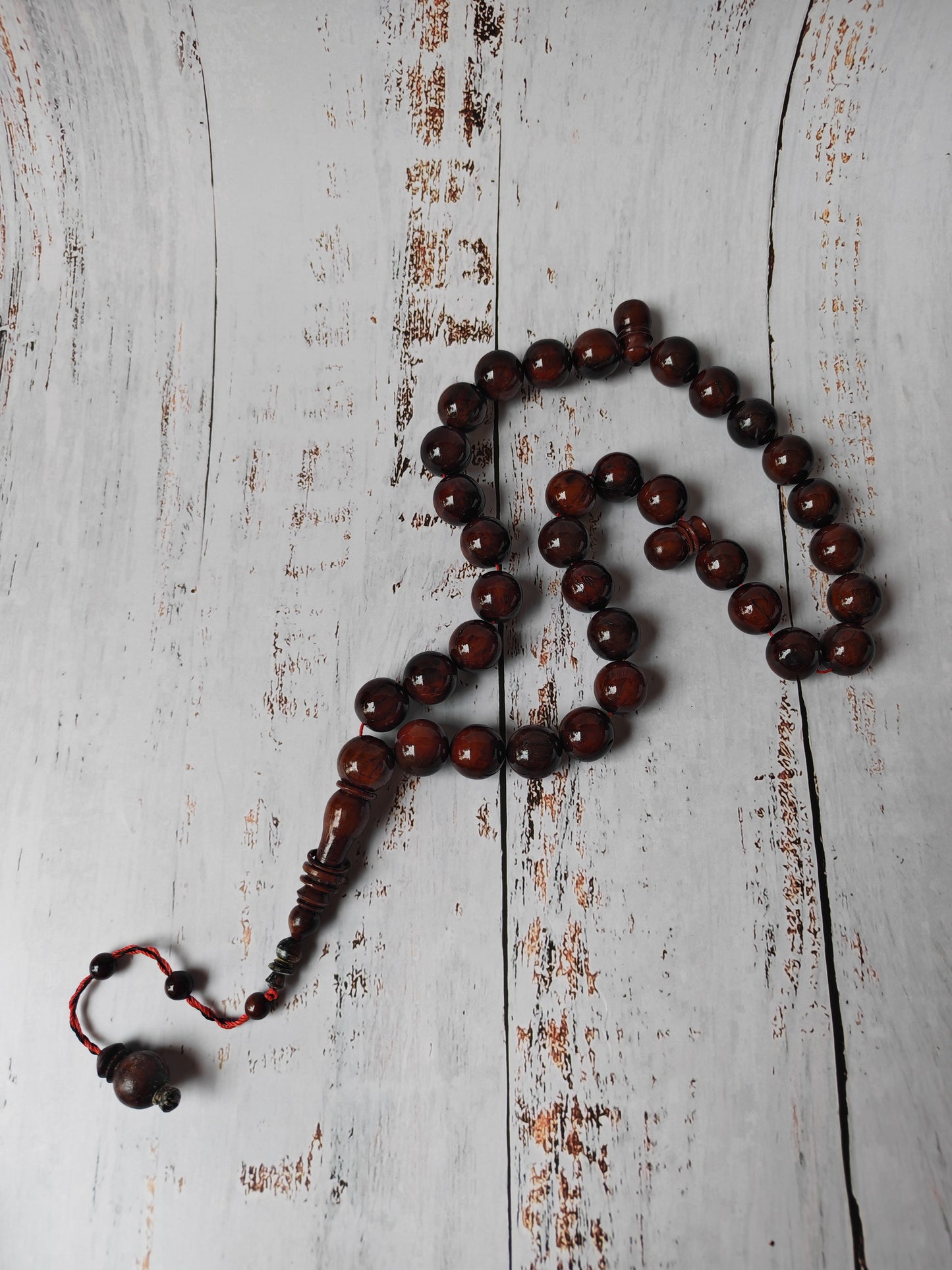 Antique Kokka Wood Tasbih | Ottoman Design | 33 Jumbo Size Beads