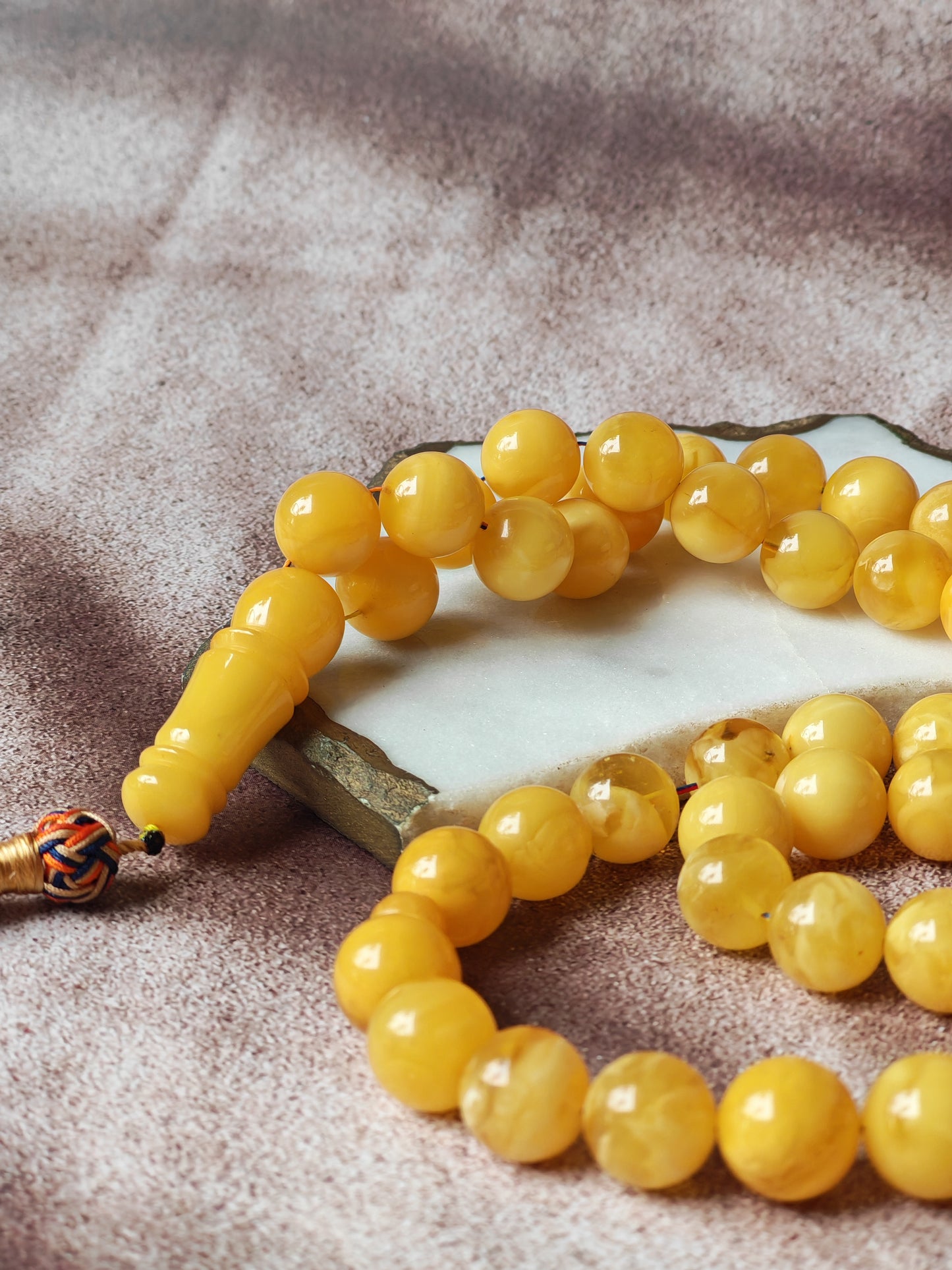 Large Butterscotch & Honey Baltic Amber Tasbih – 13–13.5mm Statement Beads