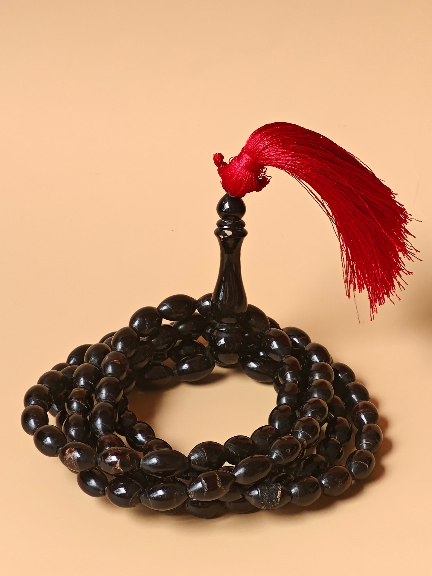 Super Long Red Sea Black Coral Rosary 99 Olive Beads