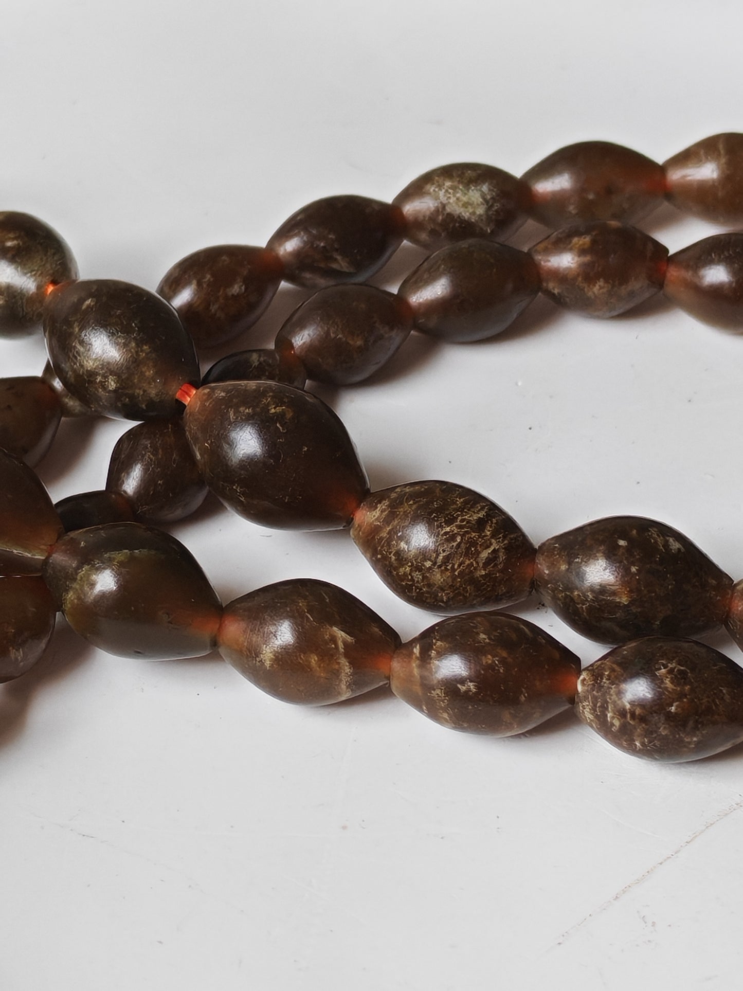 Shah Maqsood Stone Tasbih | 99 Micro Olive Beads | Green & Brown