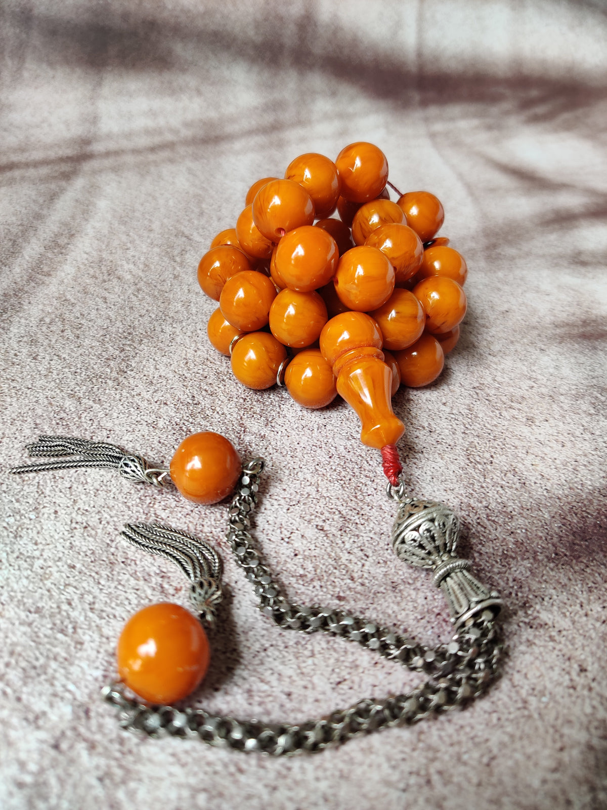 Super Rare Belgian Bakelite Rosary – 43 Istanbul Beads | Red Vines | Big Size