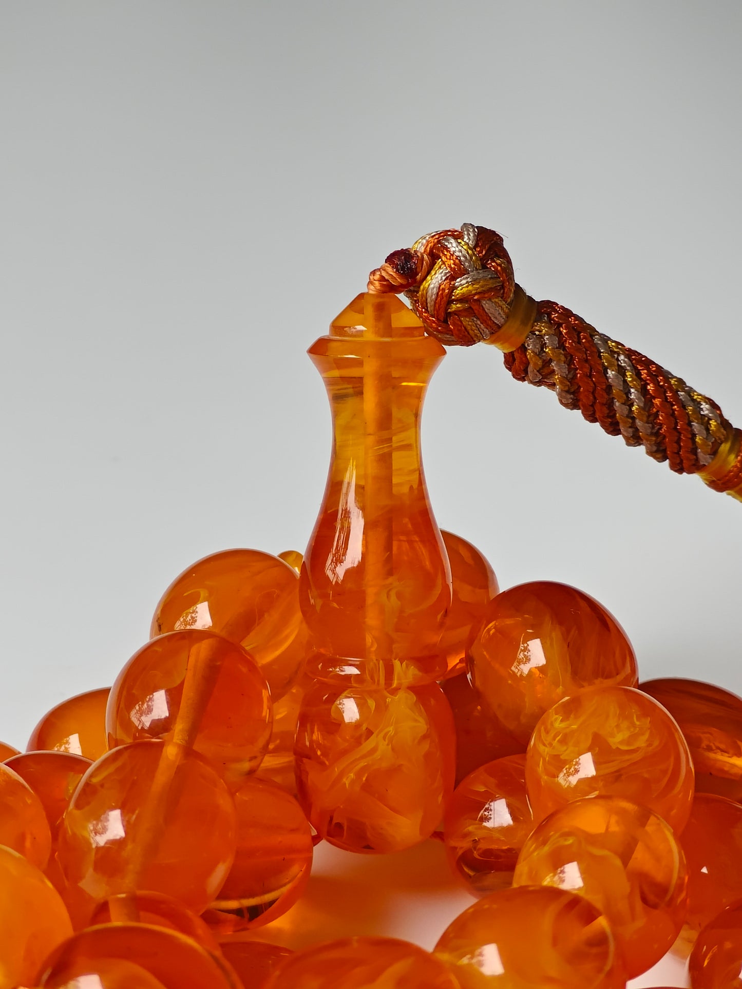 Rare Orange Catalin Bakelite Olive Shape Rosary 35 Beads