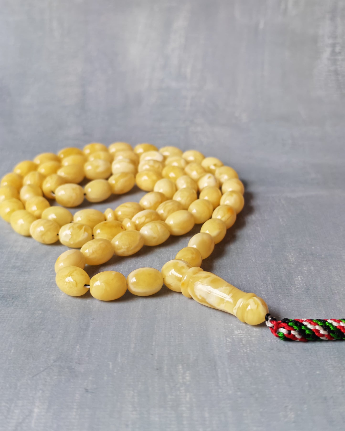 Natural Recently Crafted Amber Misbah Pigeon Egg 63 Beads