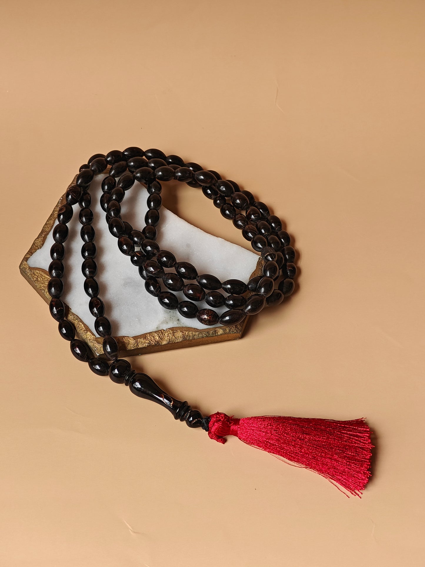 Super Long Red Sea Black Coral Rosary 99 Olive Beads