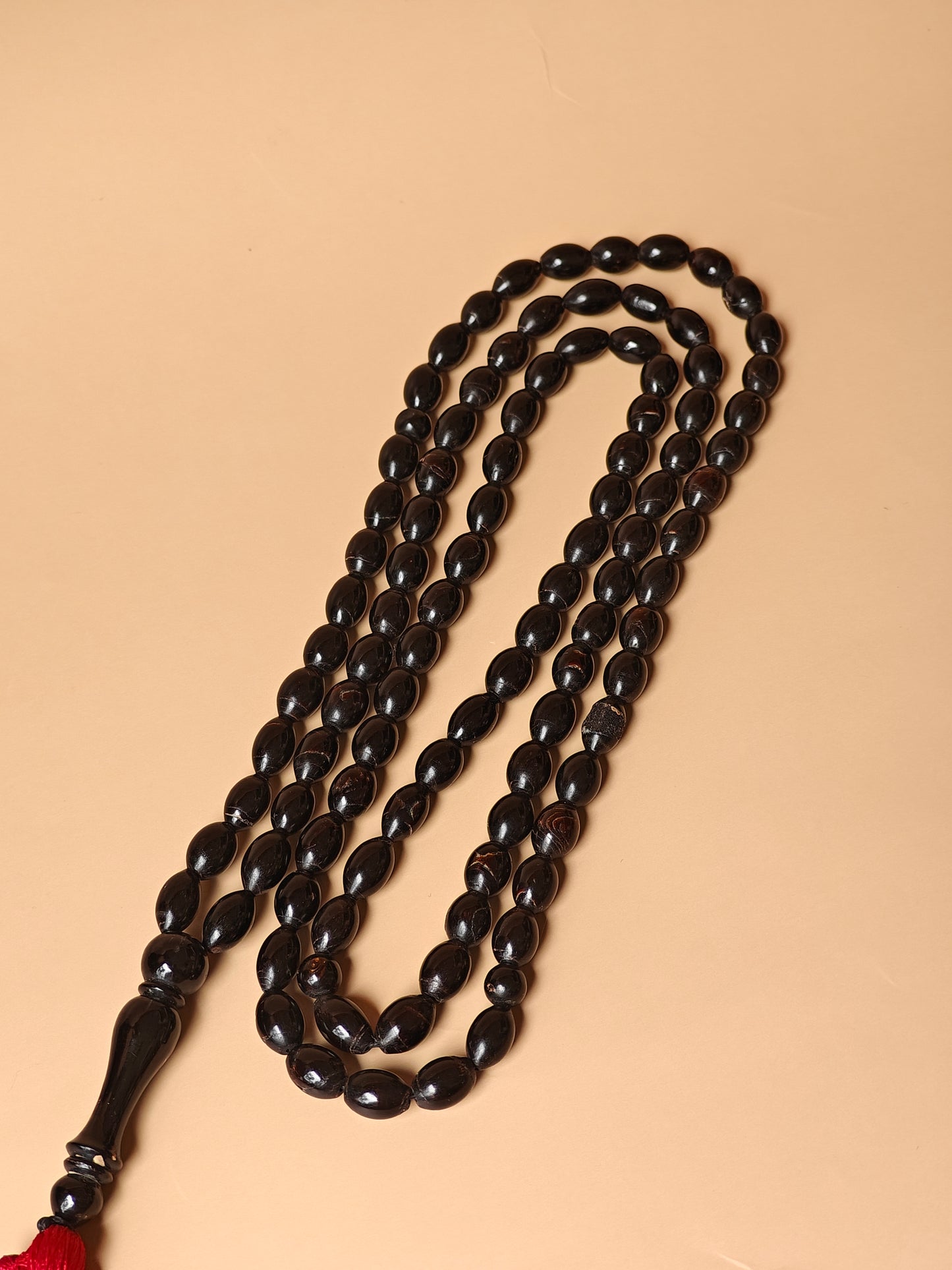 Super Long Red Sea Black Coral Rosary 99 Olive Beads