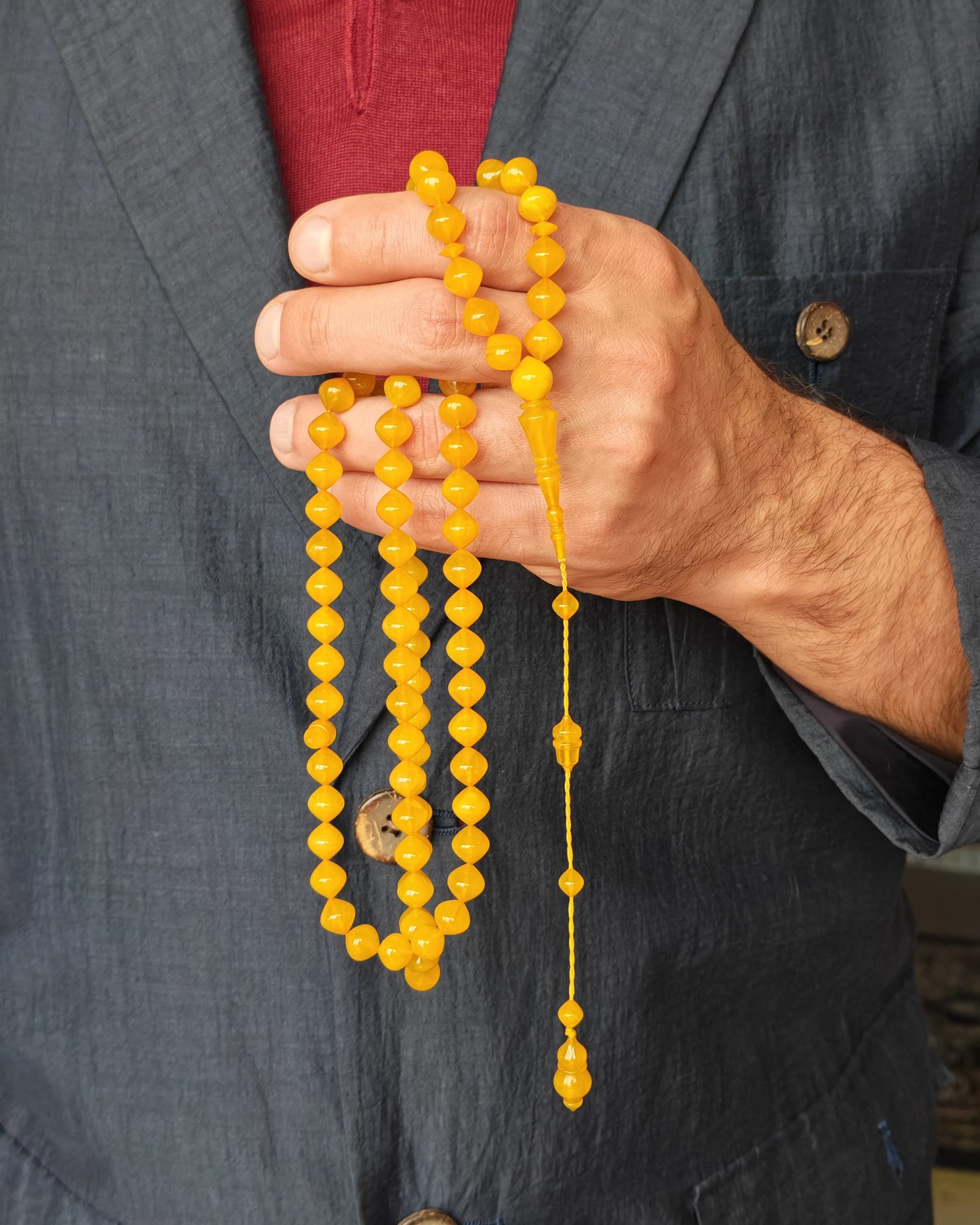 Rare Lemon English Carvacraft Rosary 87 Beads Istanbul Shape