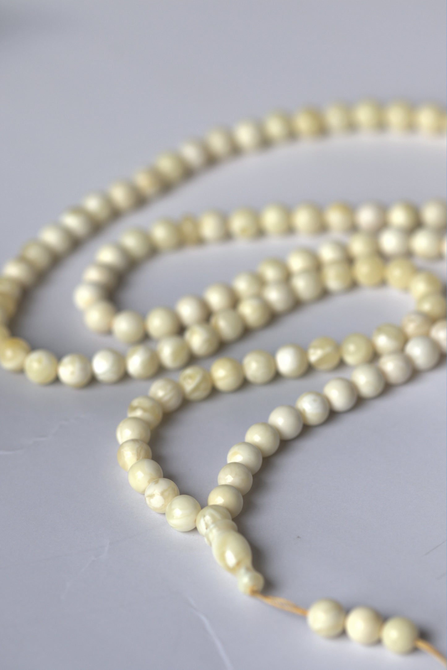 Natural Royal White Amber Tasbih 99 7mm