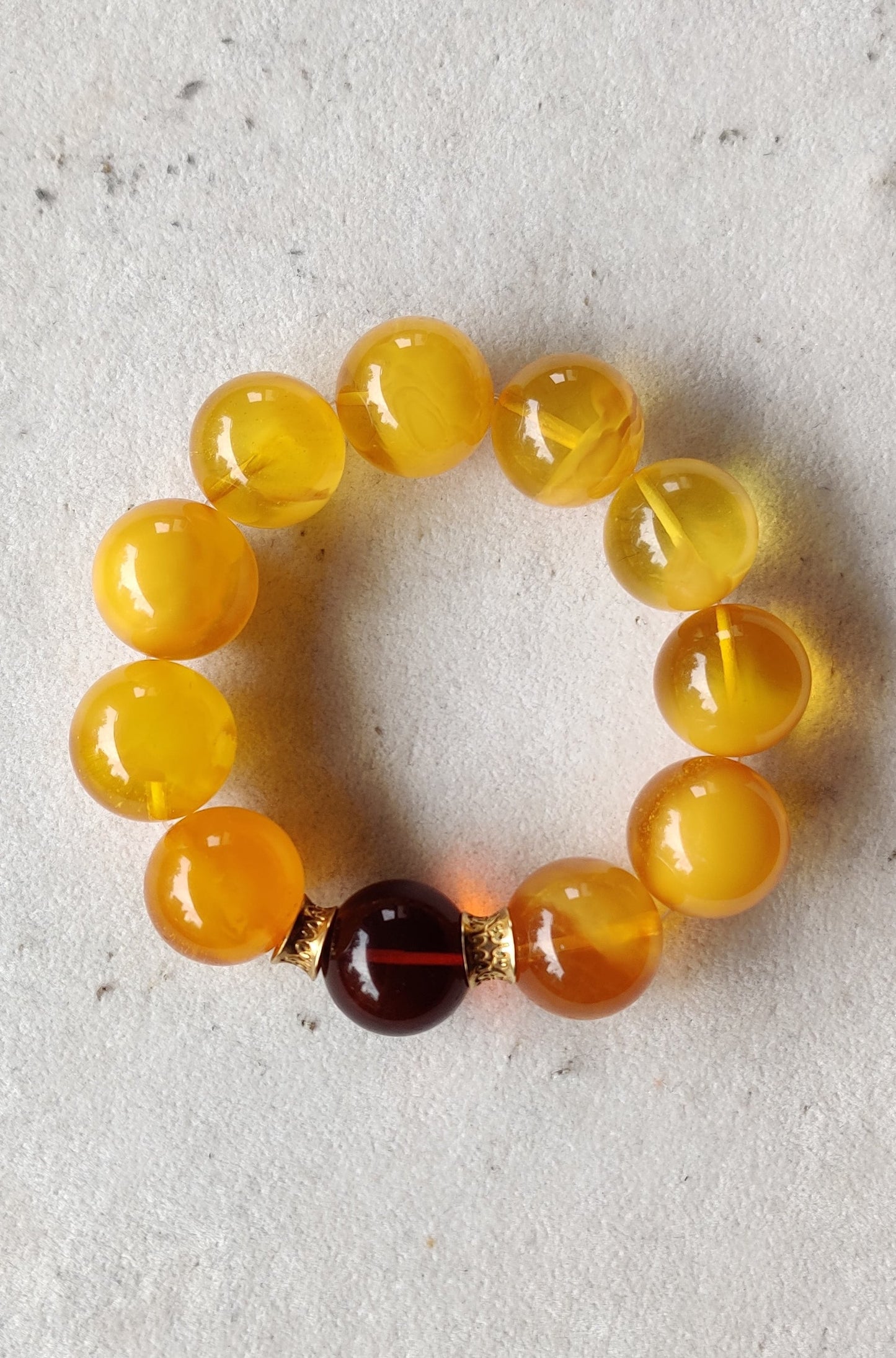 Natural Amber Beaded Bracelet Butterscotch and Cherry 21mm