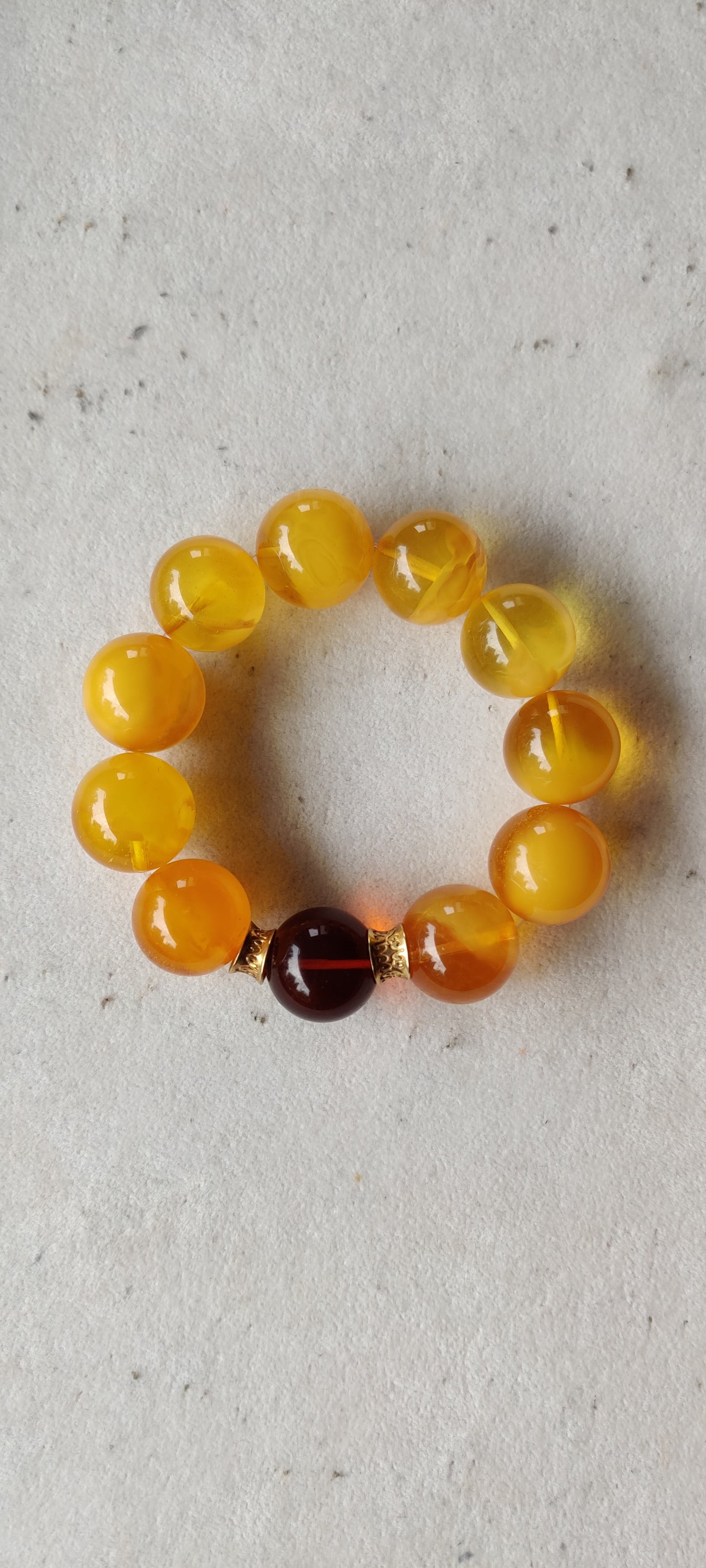 Natural Amber Beaded Bracelet Butterscotch and Cherry 21mm