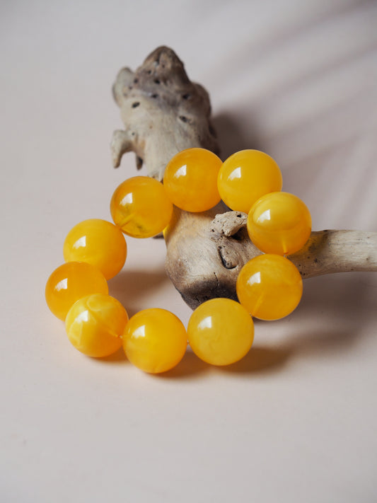 Huge Unique Big Round Amber Bracelet in Honey/ Butterscotch 22mm