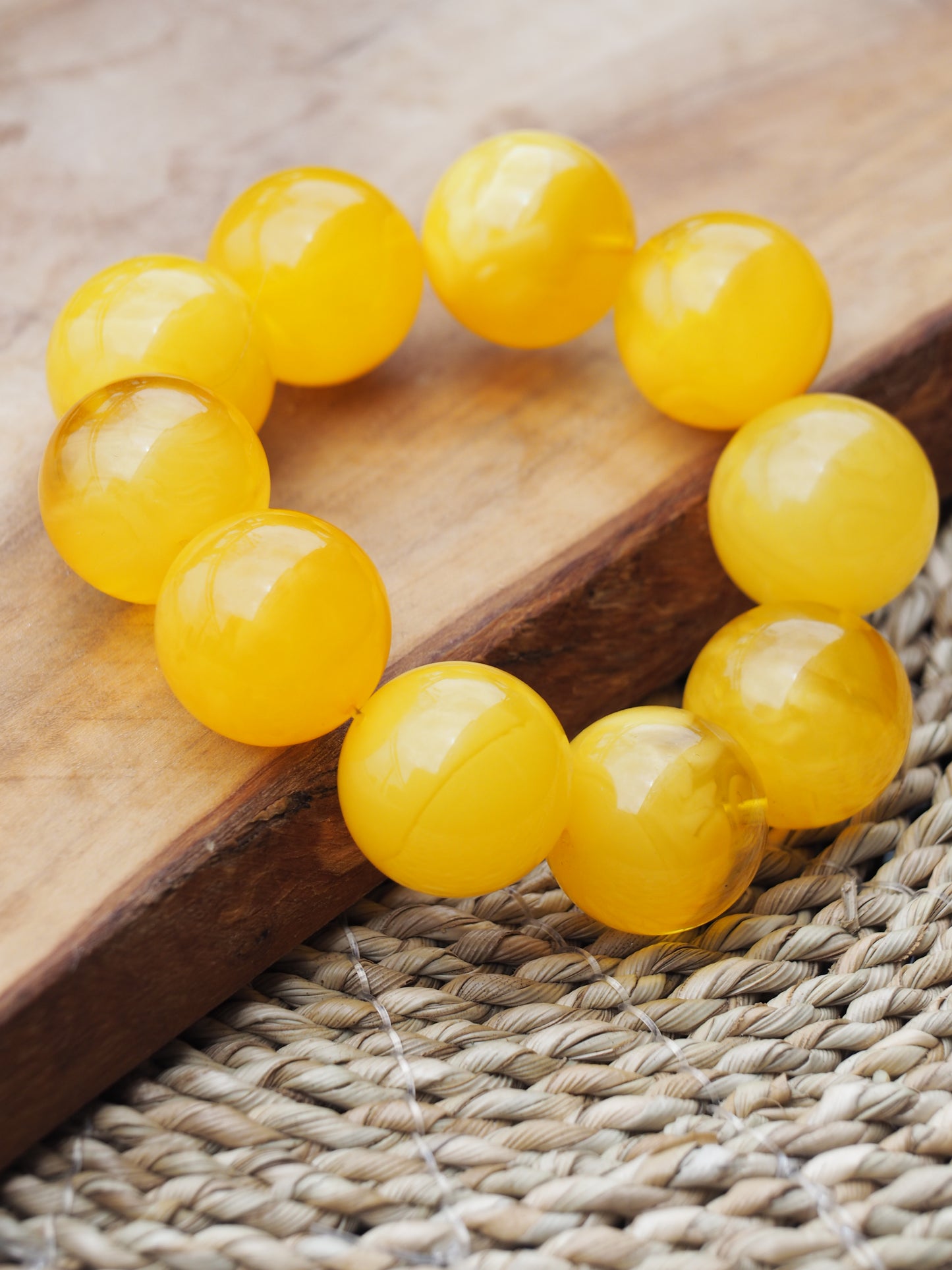Huge Unique Big Round Amber Bracelet in Honey/ Butterscotch 22mm