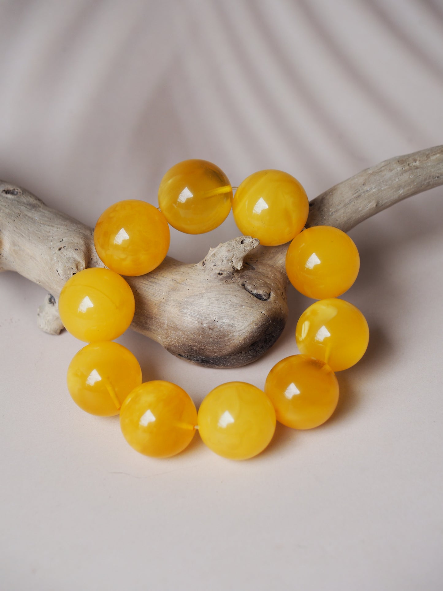 Huge Unique Big Round Amber Bracelet in Honey/ Butterscotch 22mm