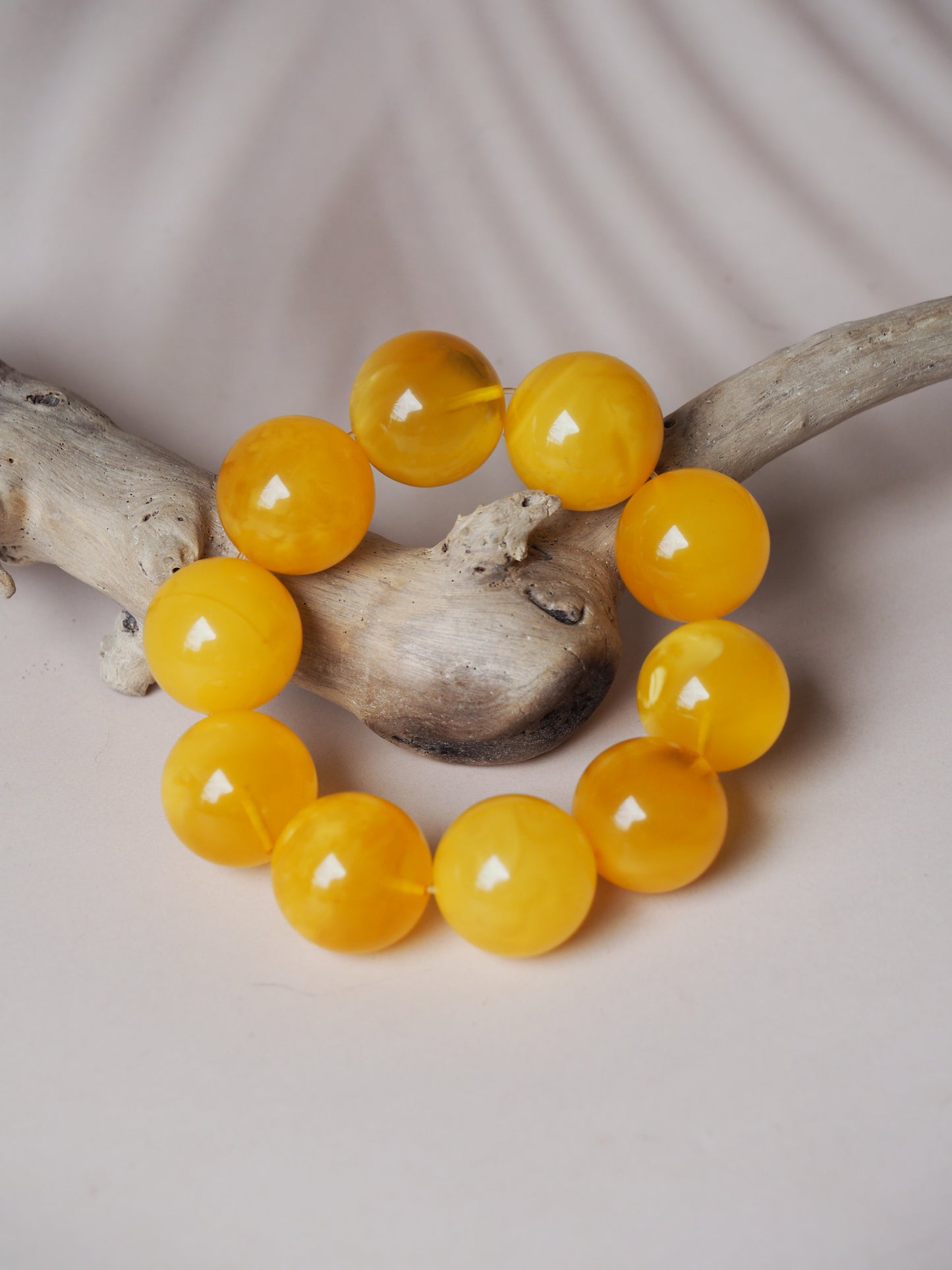 Huge Unique Big Round Amber Bracelet in Honey/ Butterscotch 22mm