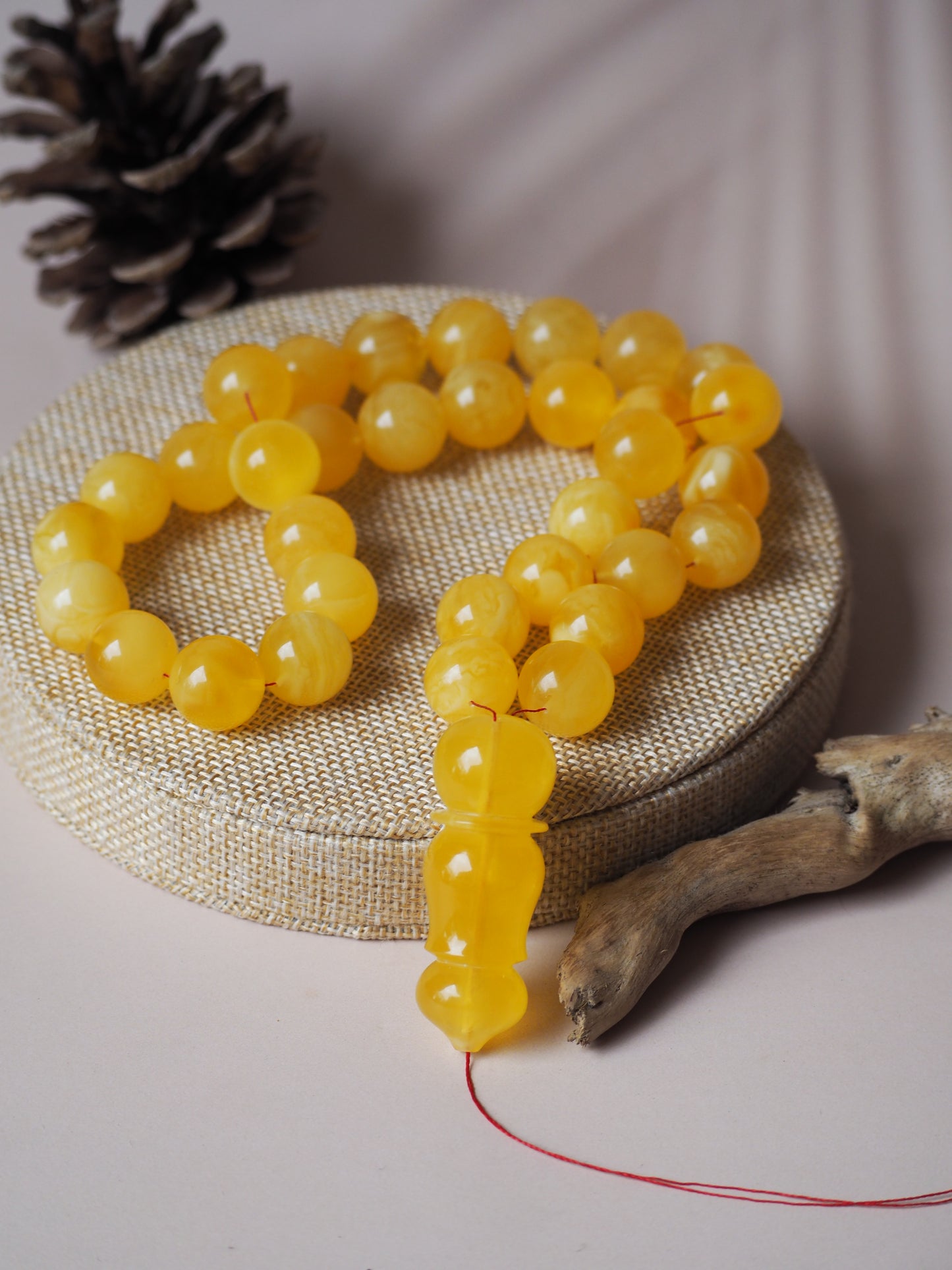 Natural Butterscotch Amber Rosary 15mm + Certificate