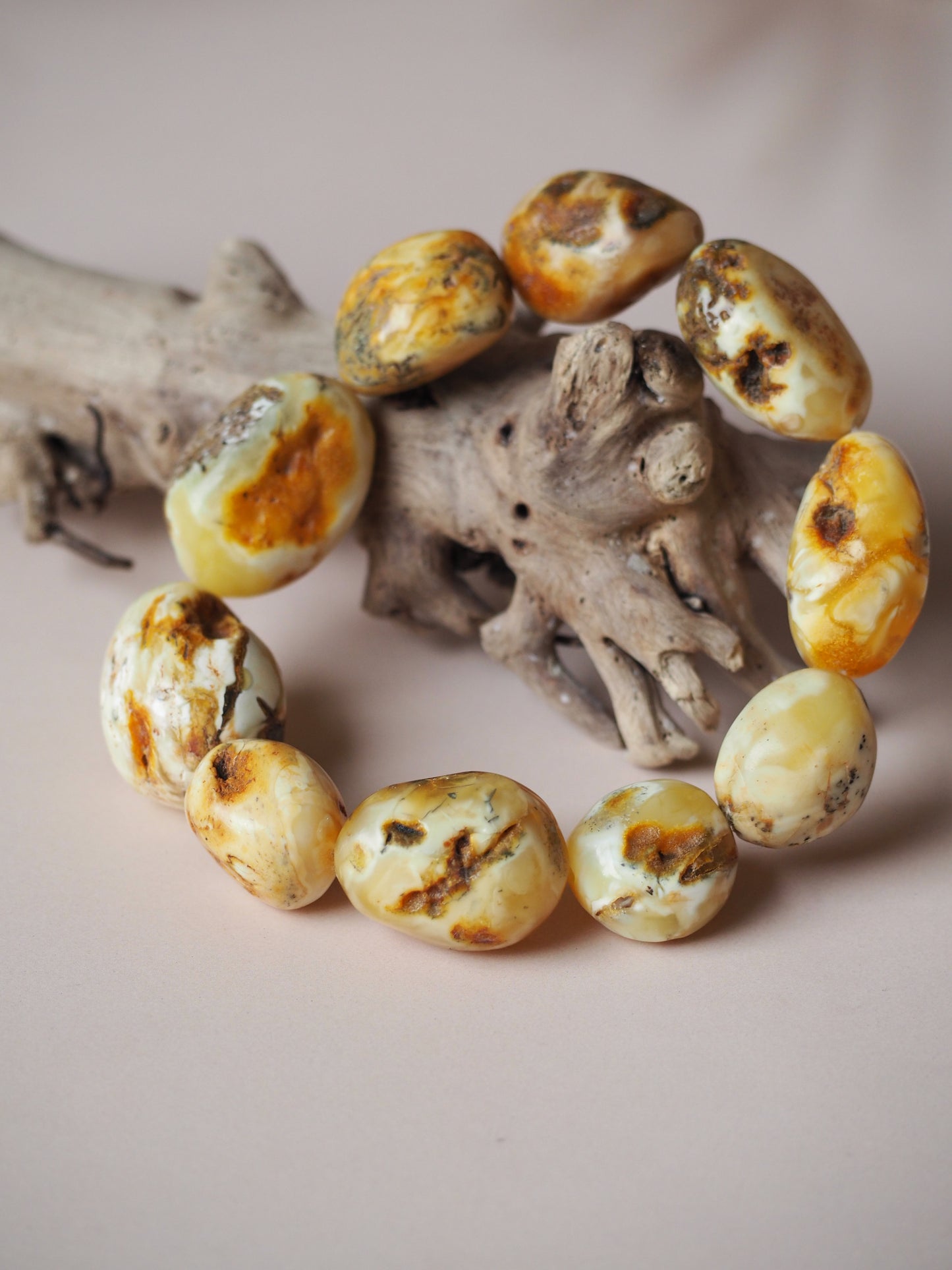 Rare Natural White Amber Irregular Bracelet