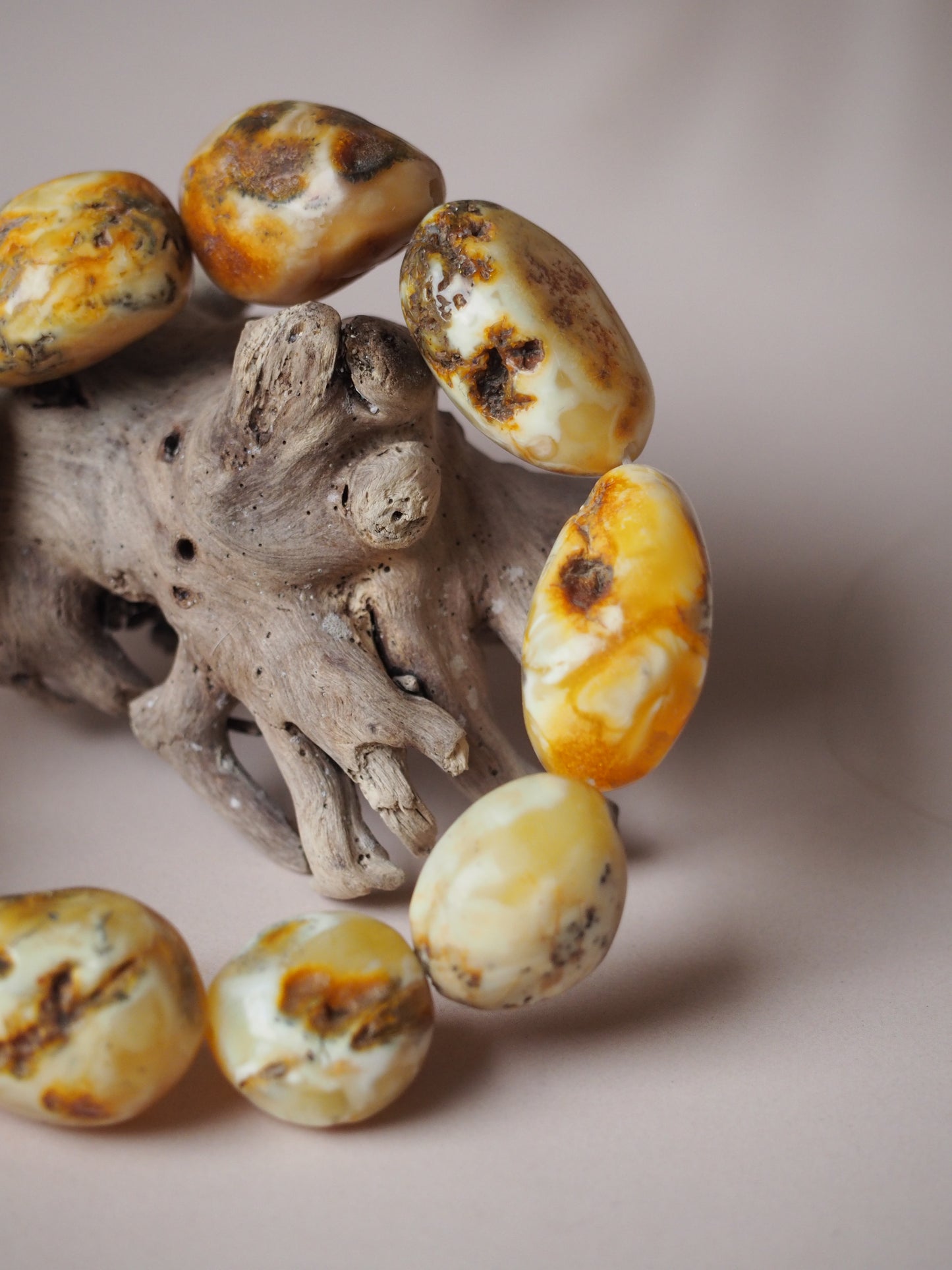 Rare Natural White Amber Irregular Bracelet