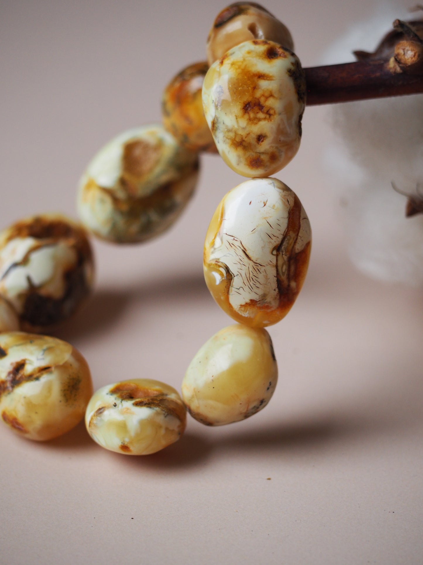 Rare Natural White Amber Irregular Bracelet