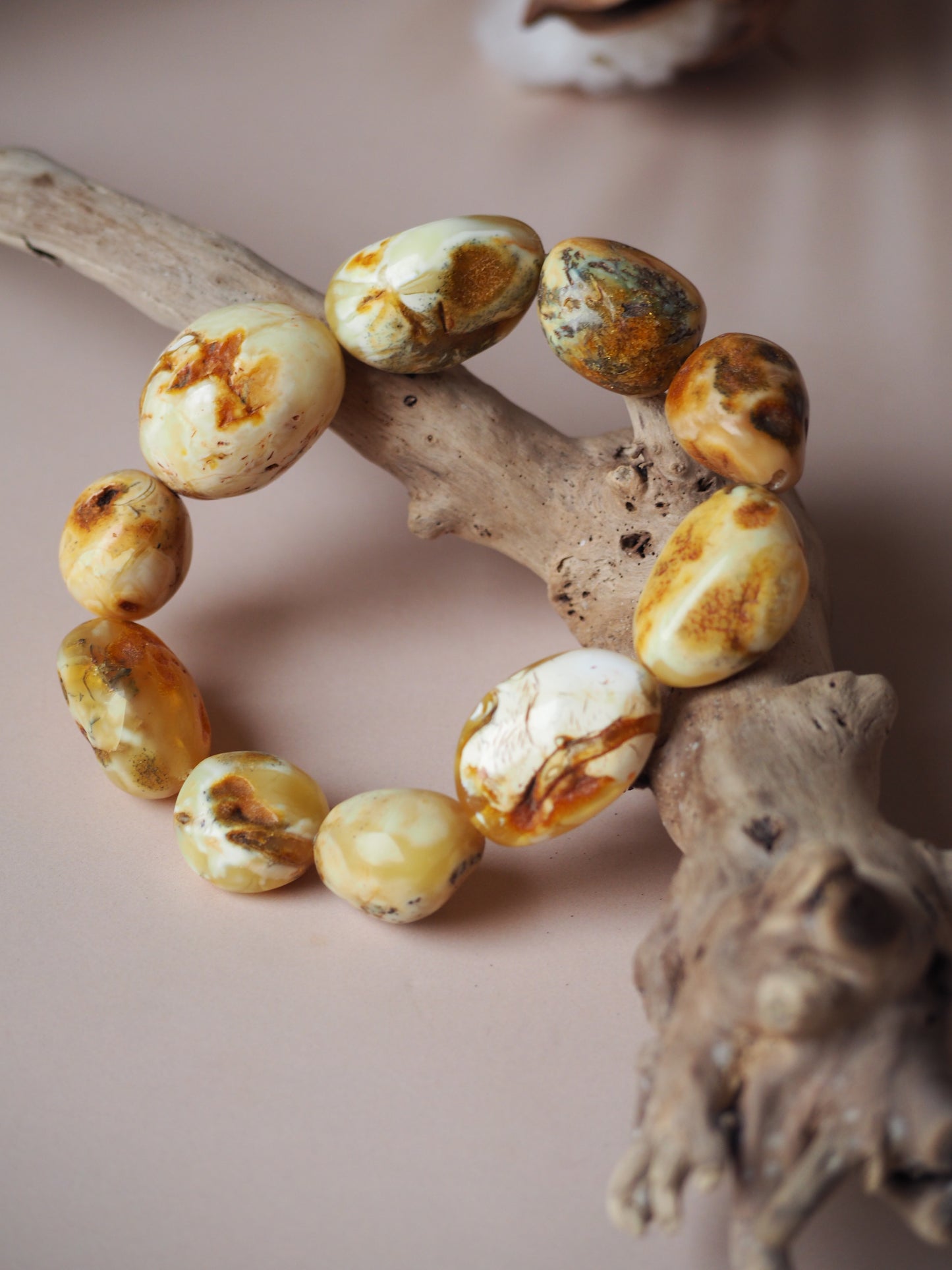 Rare Natural White Amber Irregular Bracelet