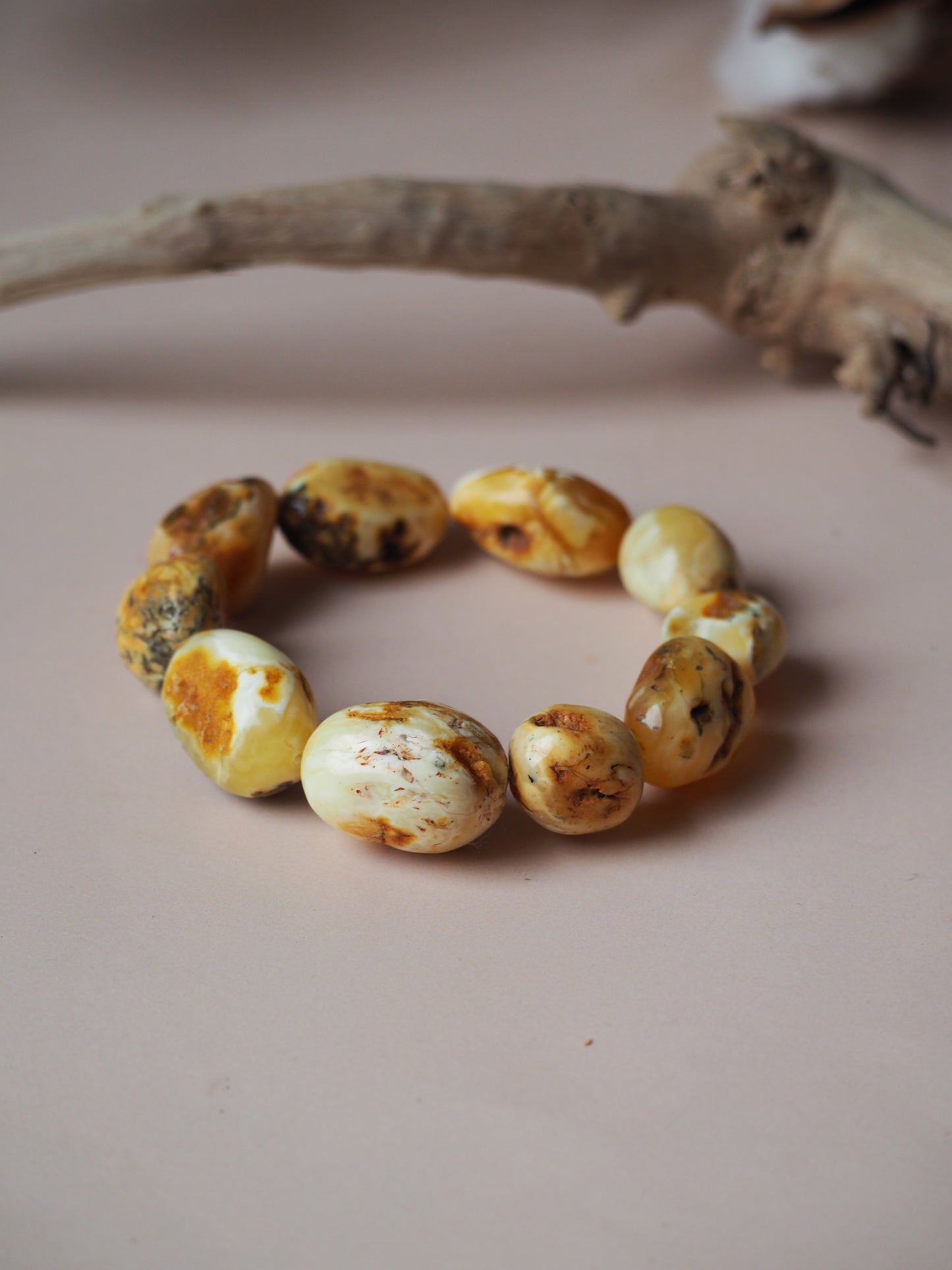 Rare Natural White Amber Irregular Bracelet