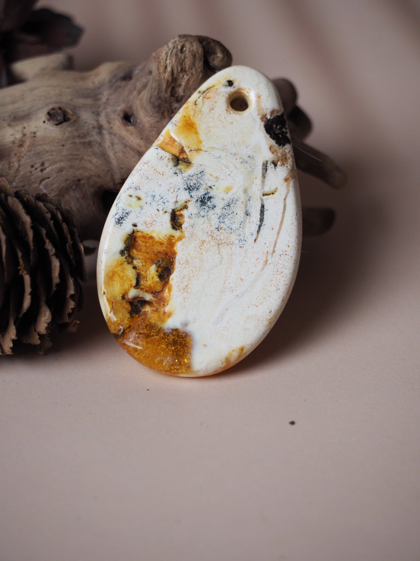 Unique Natural Raw White Amber Pendant