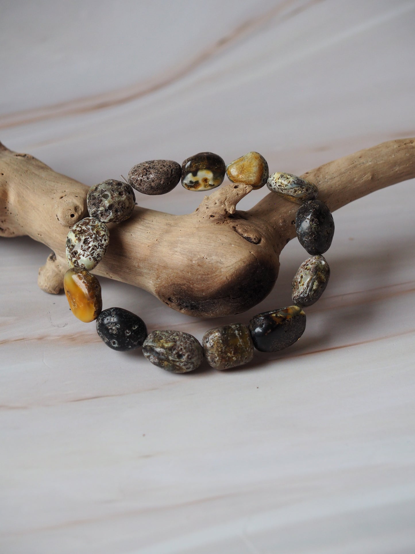 Natural Raw Amber Irregular Pieces Bracelet