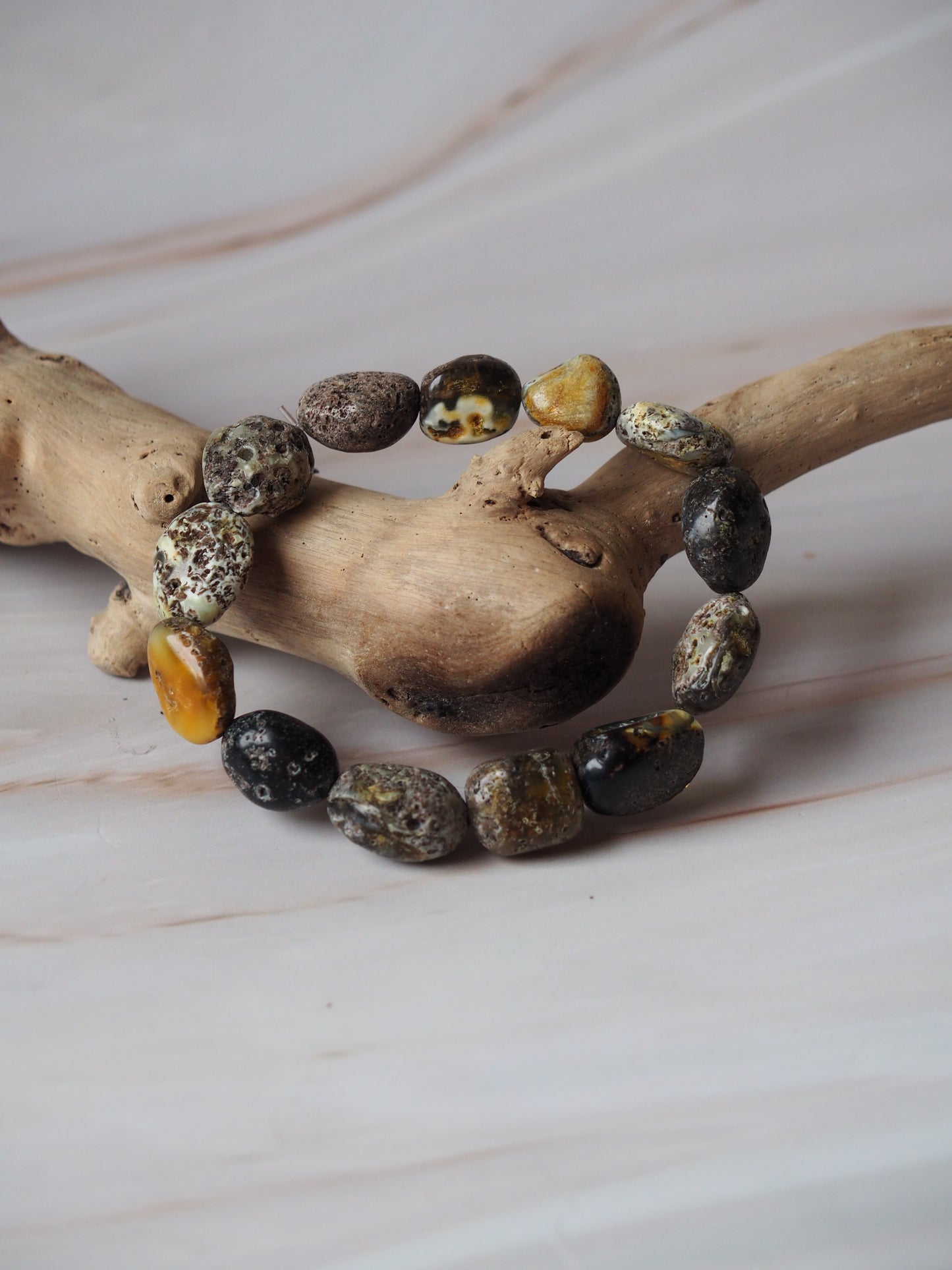 Natural Raw Amber Irregular Pieces Bracelet