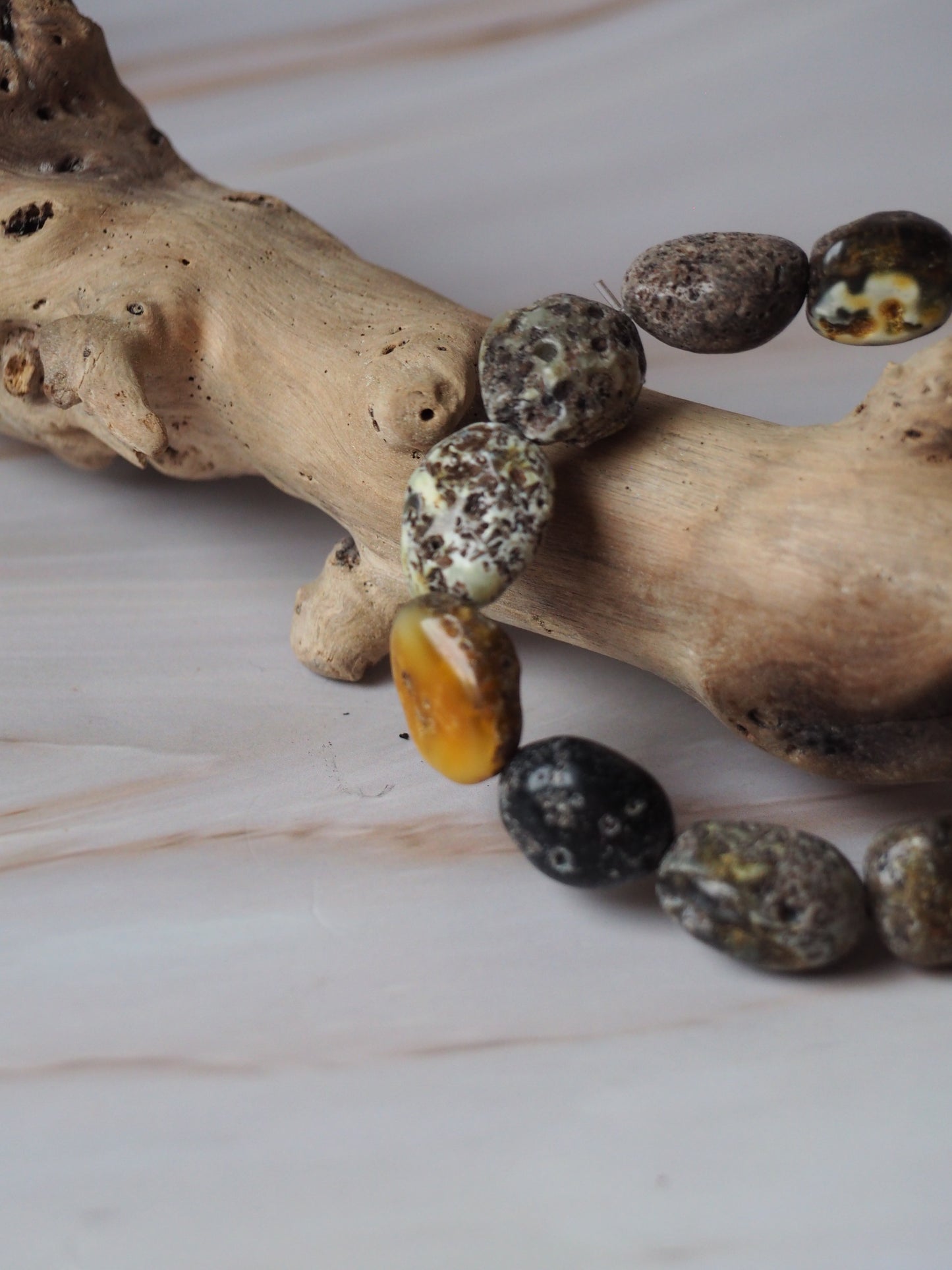 Natural Raw Amber Irregular Pieces Bracelet