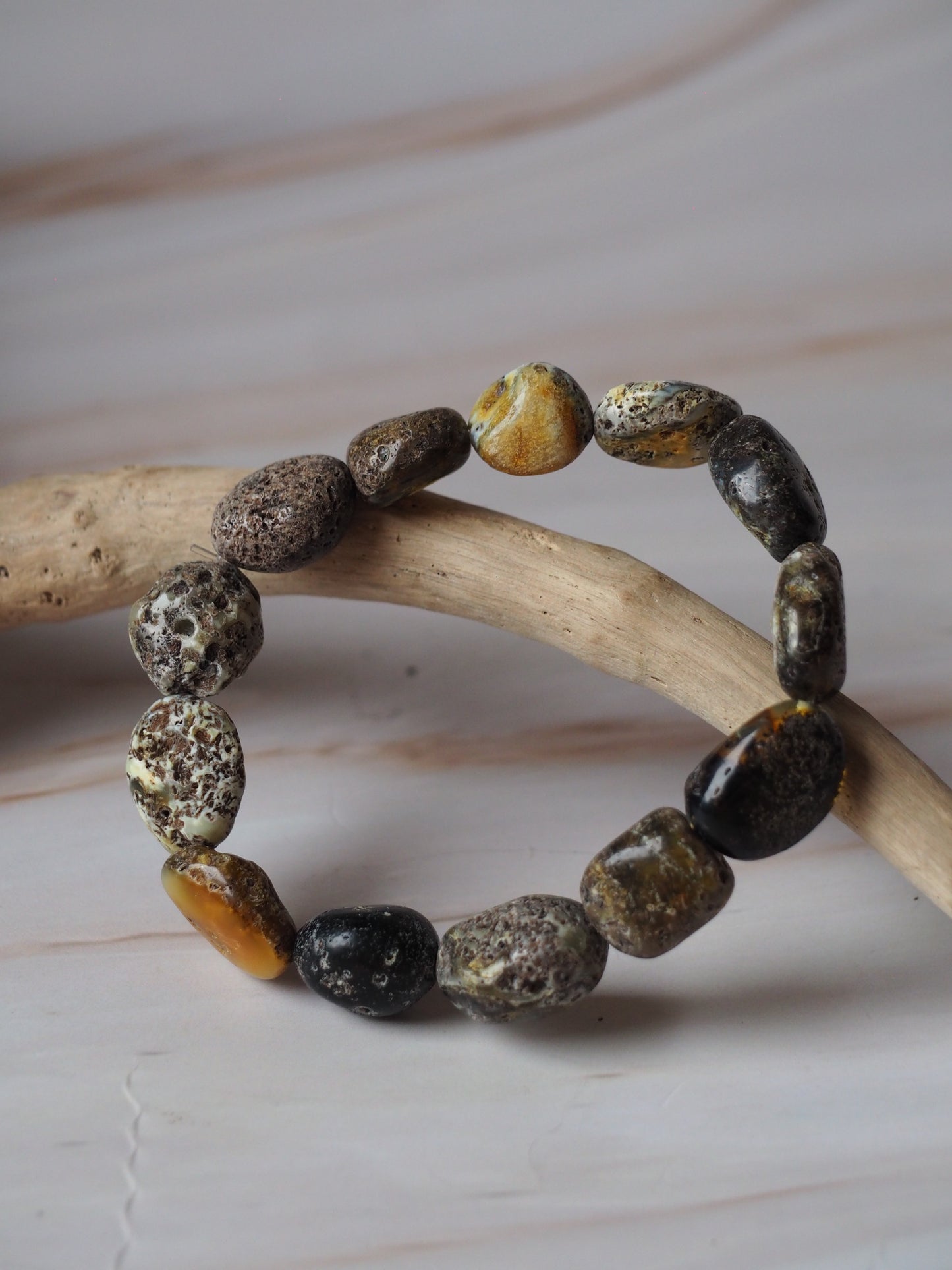 Natural Raw Amber Irregular Pieces Bracelet