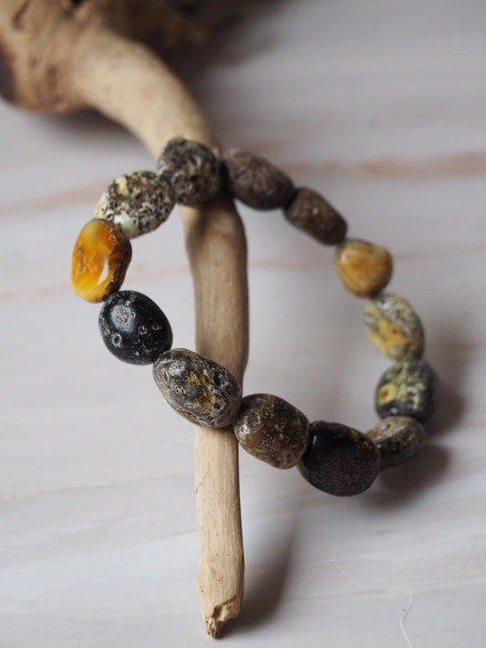 Natural Raw Amber Irregular Pieces Bracelet