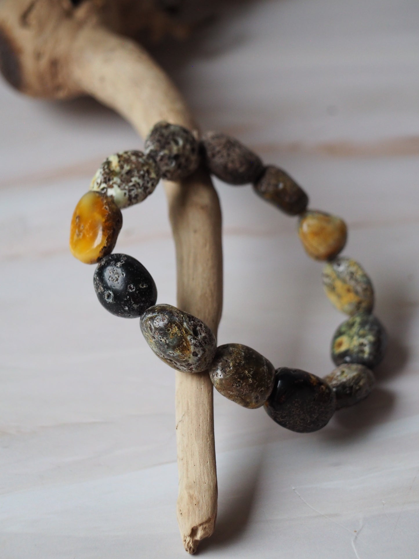 Natural Raw Amber Irregular Pieces Bracelet