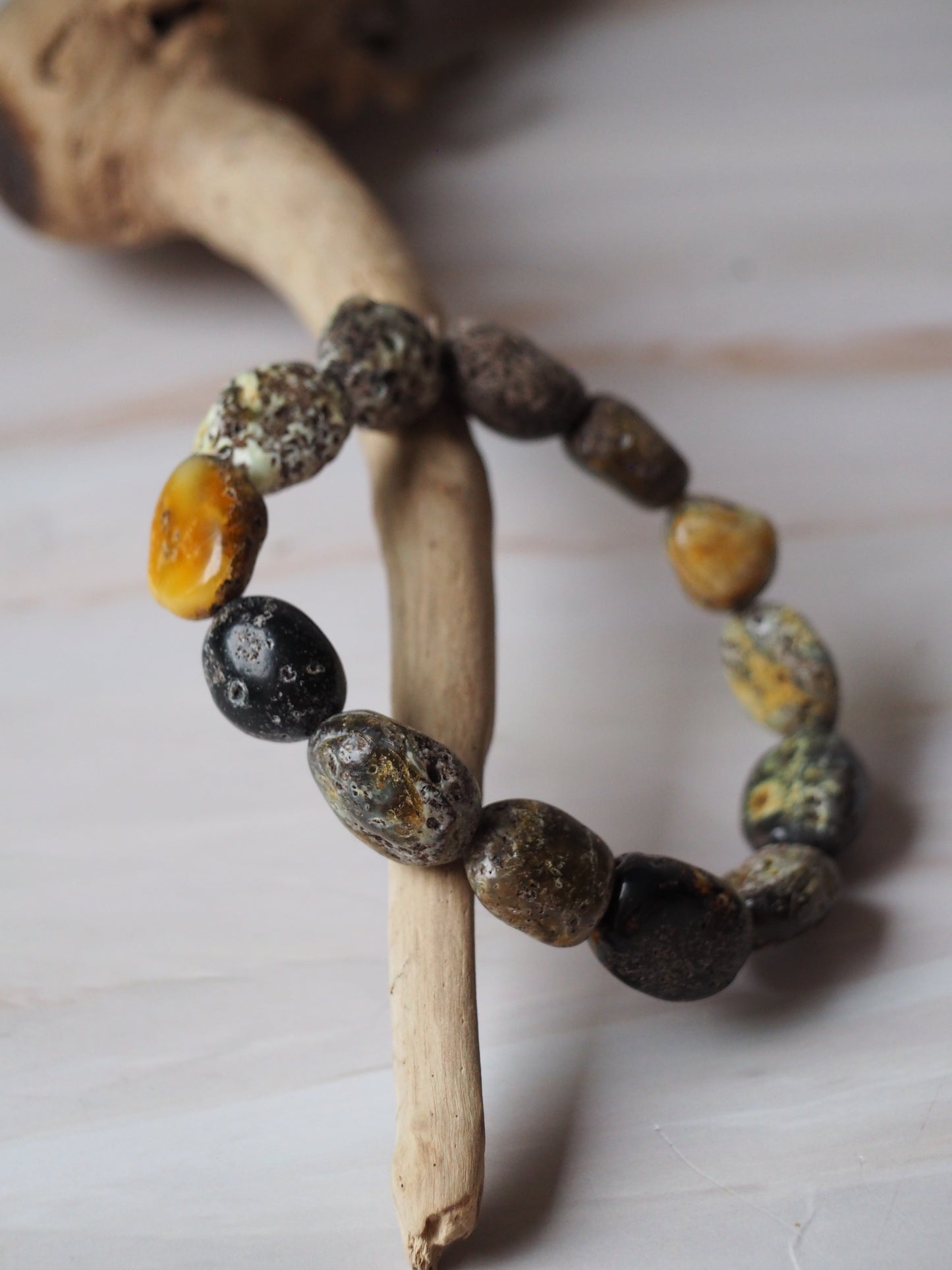 Natural Raw Amber Irregular Pieces Bracelet